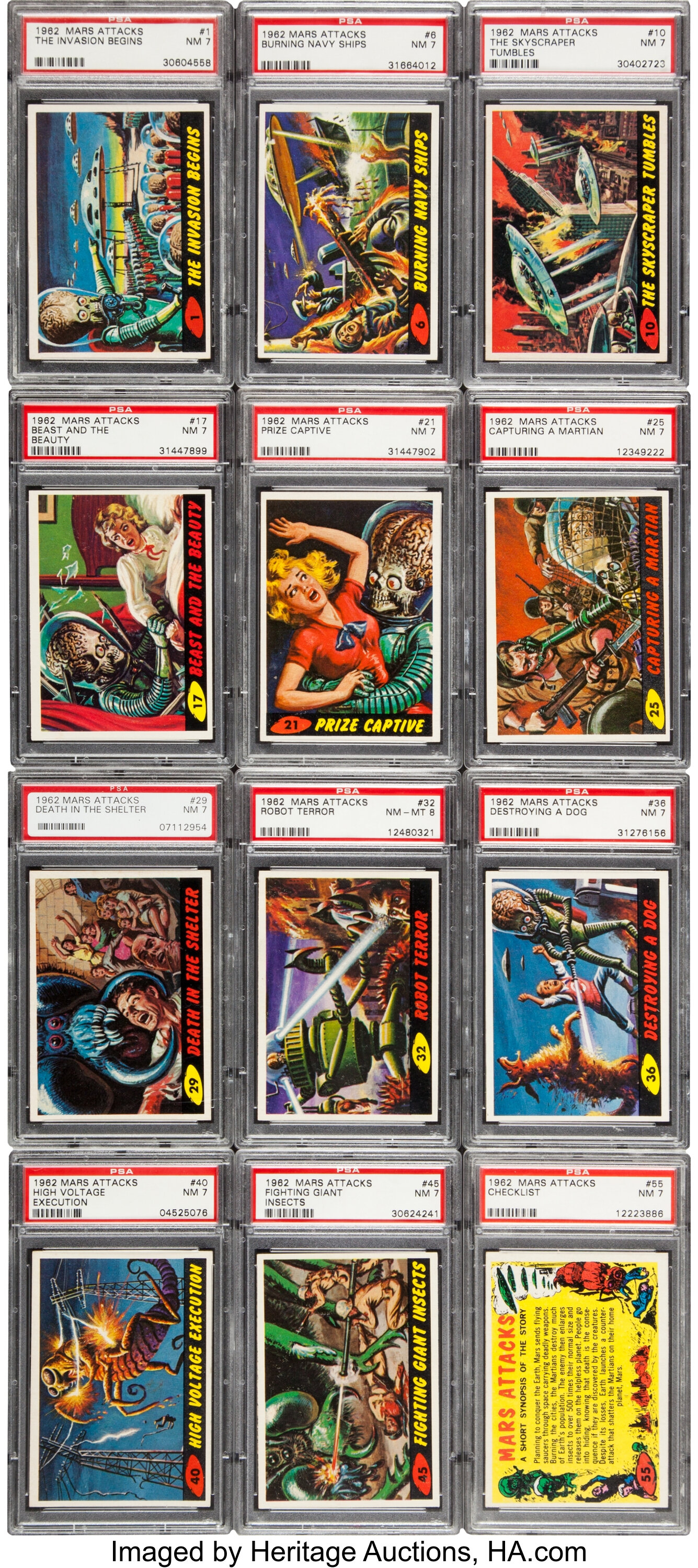 1962 Topps Mars Attacks Complete Set (55) - Every Card Graded PSA | Lot ...