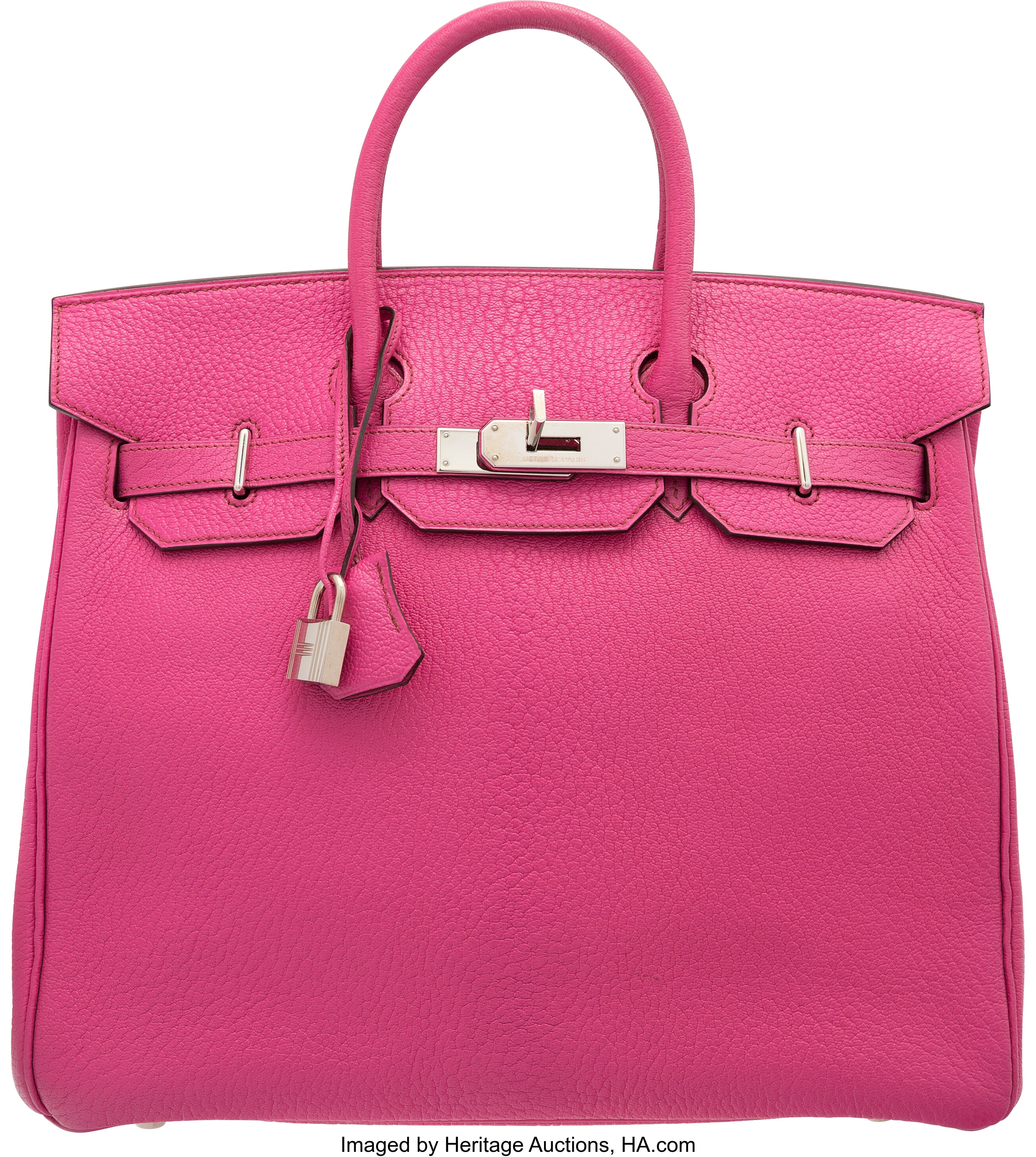 Hermes 32cm Fuchsia Chevre Leather Palladium Plated Birkin Bag