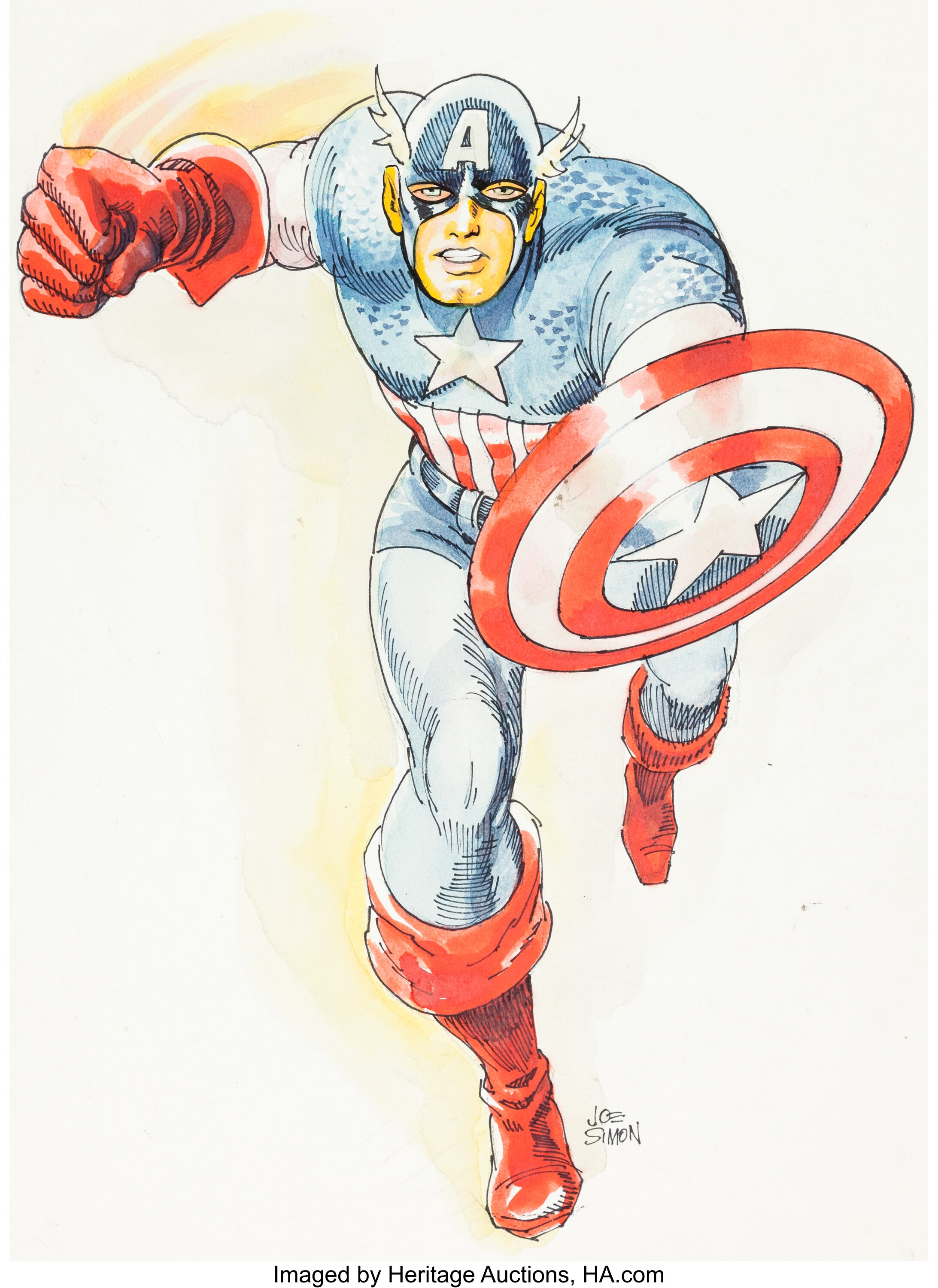 Joe Simon - Captain America Illustration Original Art (undated ...