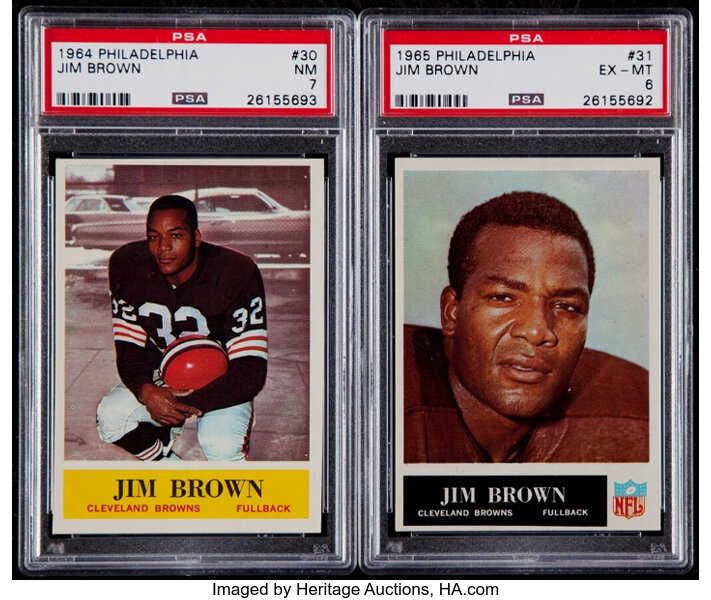 1964 & 1965 Philadelphia Jim Brown PSA Graded Pair (2