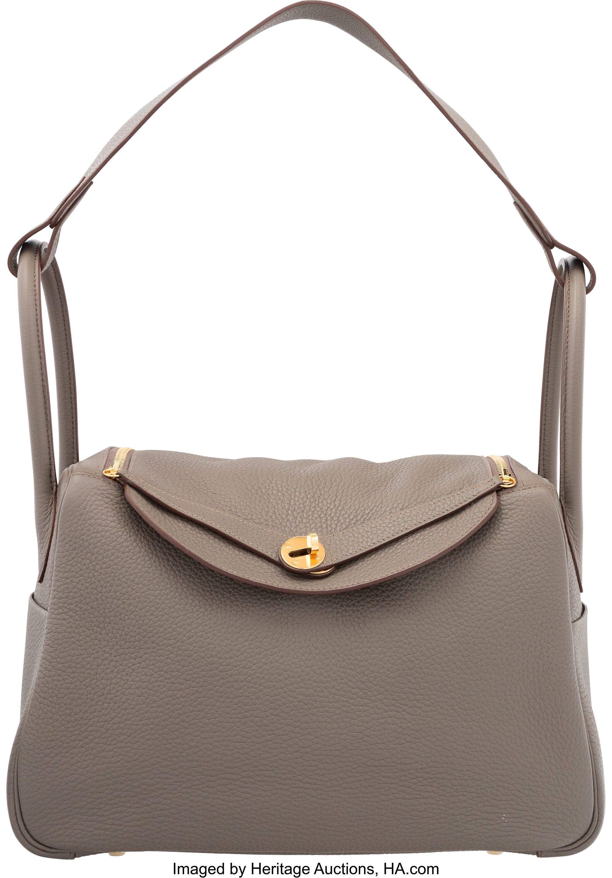 Hermes 34cm Gold Clemence Leather Lindy Bag - Yoogi's Closet