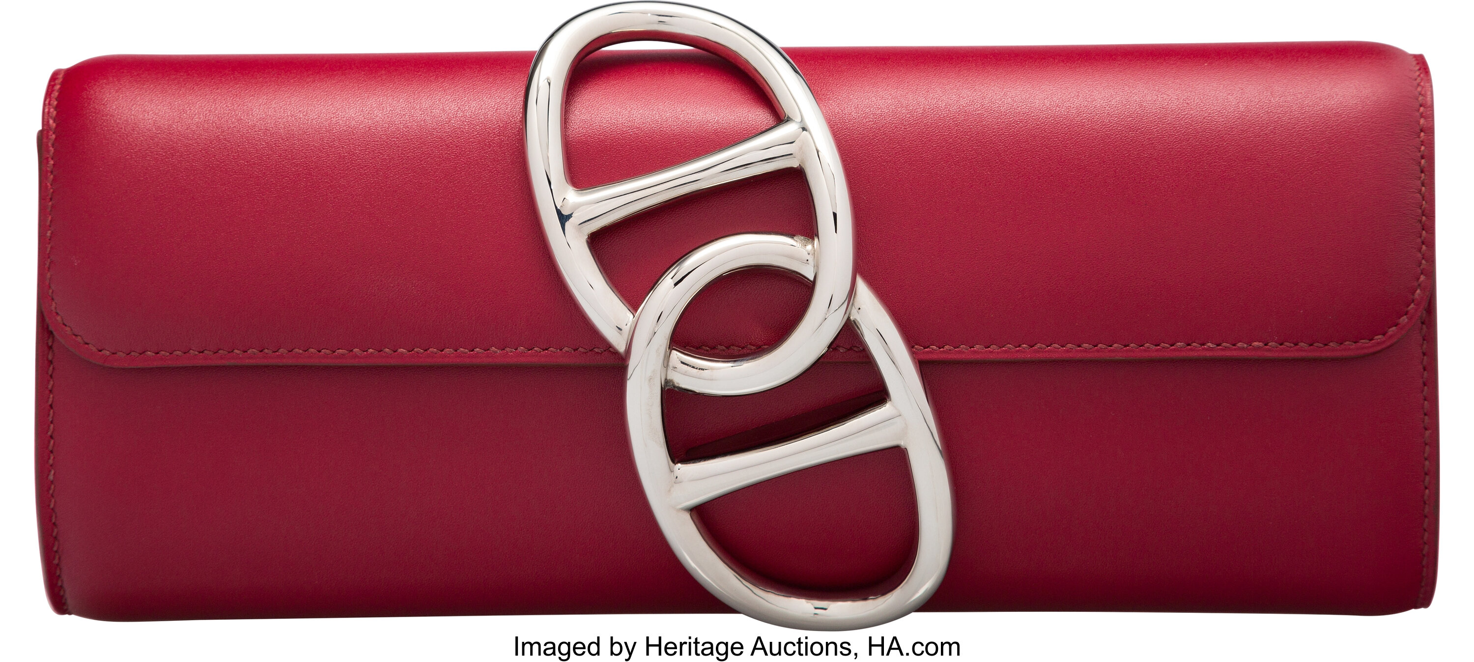 Hermes Egee Clutch with Palladium Hardware, Rouge H Box Calf