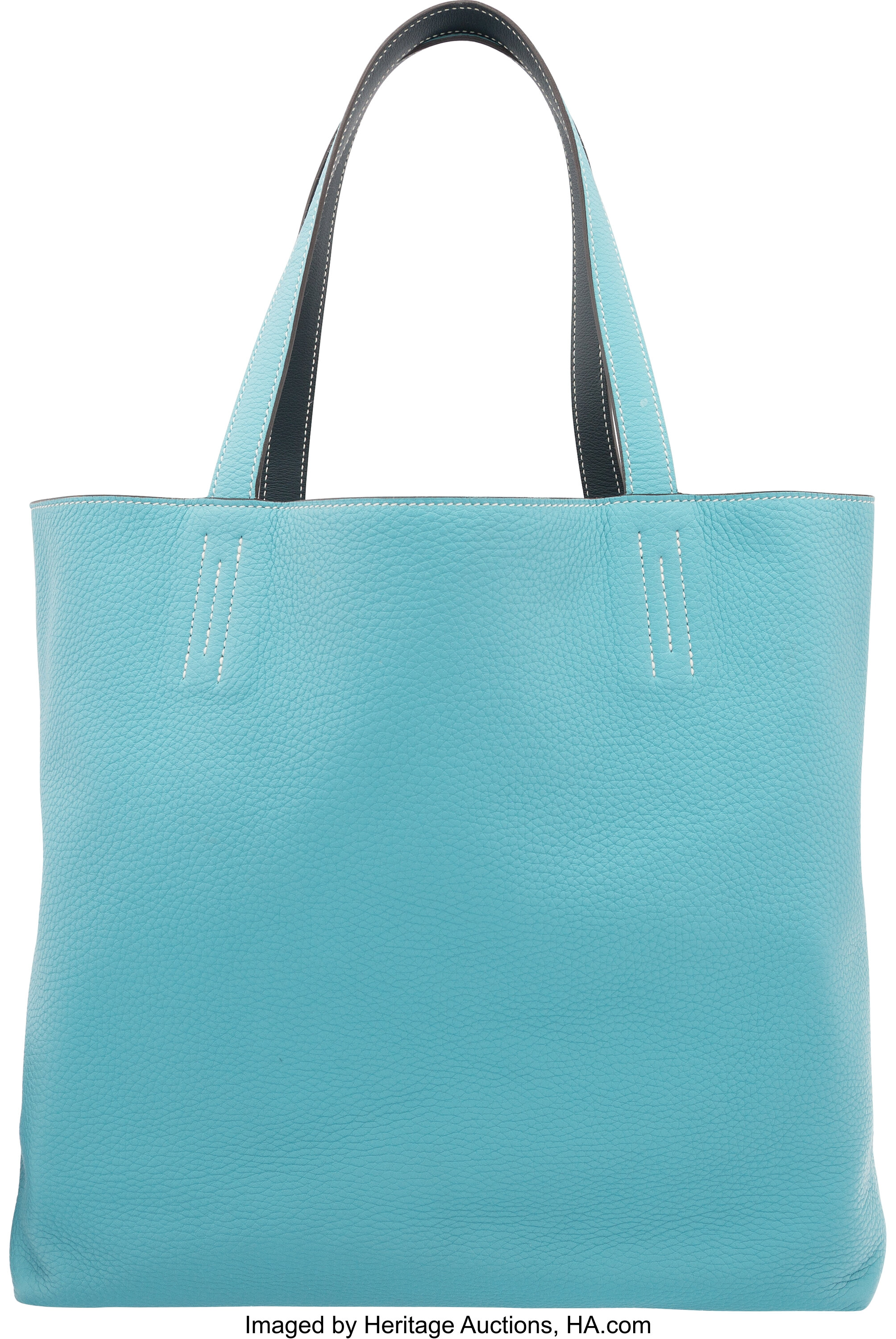 Hermes Double Sens Bag Clemence Leather In Teal