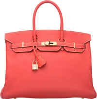 Hermes Club Birkin 35 White/gris Perle/sanguine Bag Auction