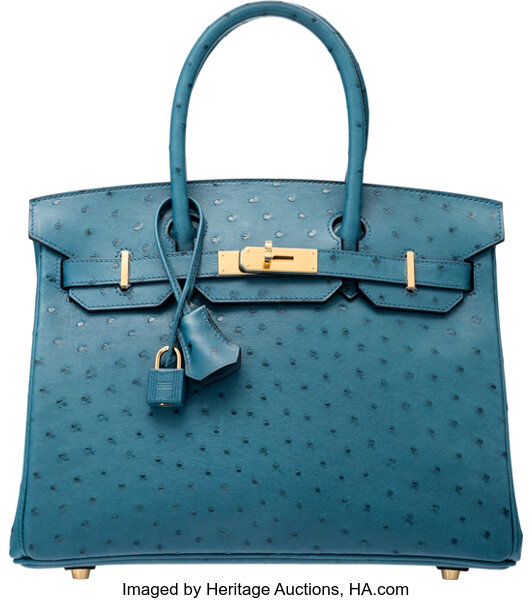 Hermes 30cm Cobalt Ostrich Birkin Bag with Gold Hardware. X, 2016., Lot  #58103