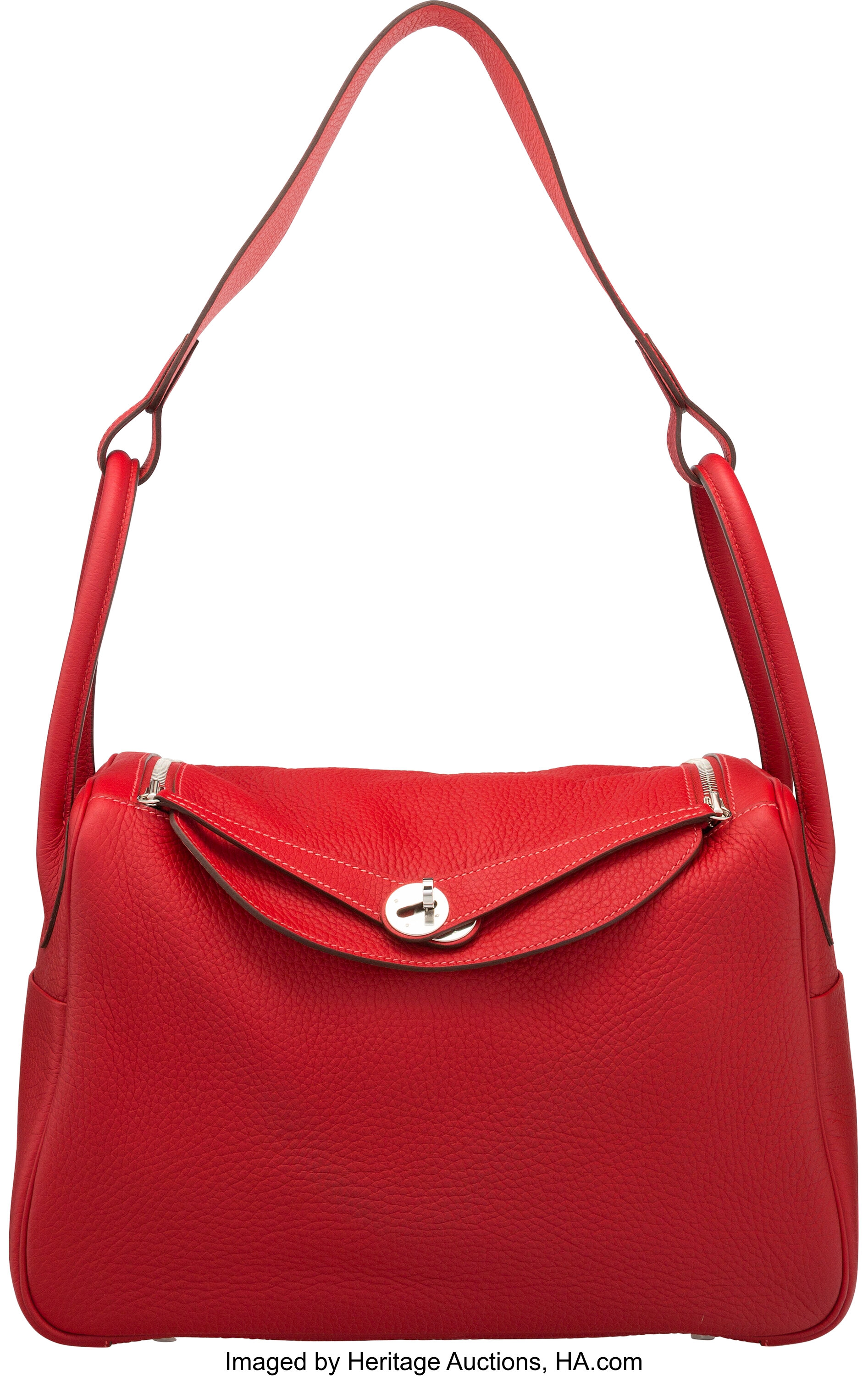 Hermes Rouge Casaque/Rose Jaipur Togo Leather Palladium Hardware