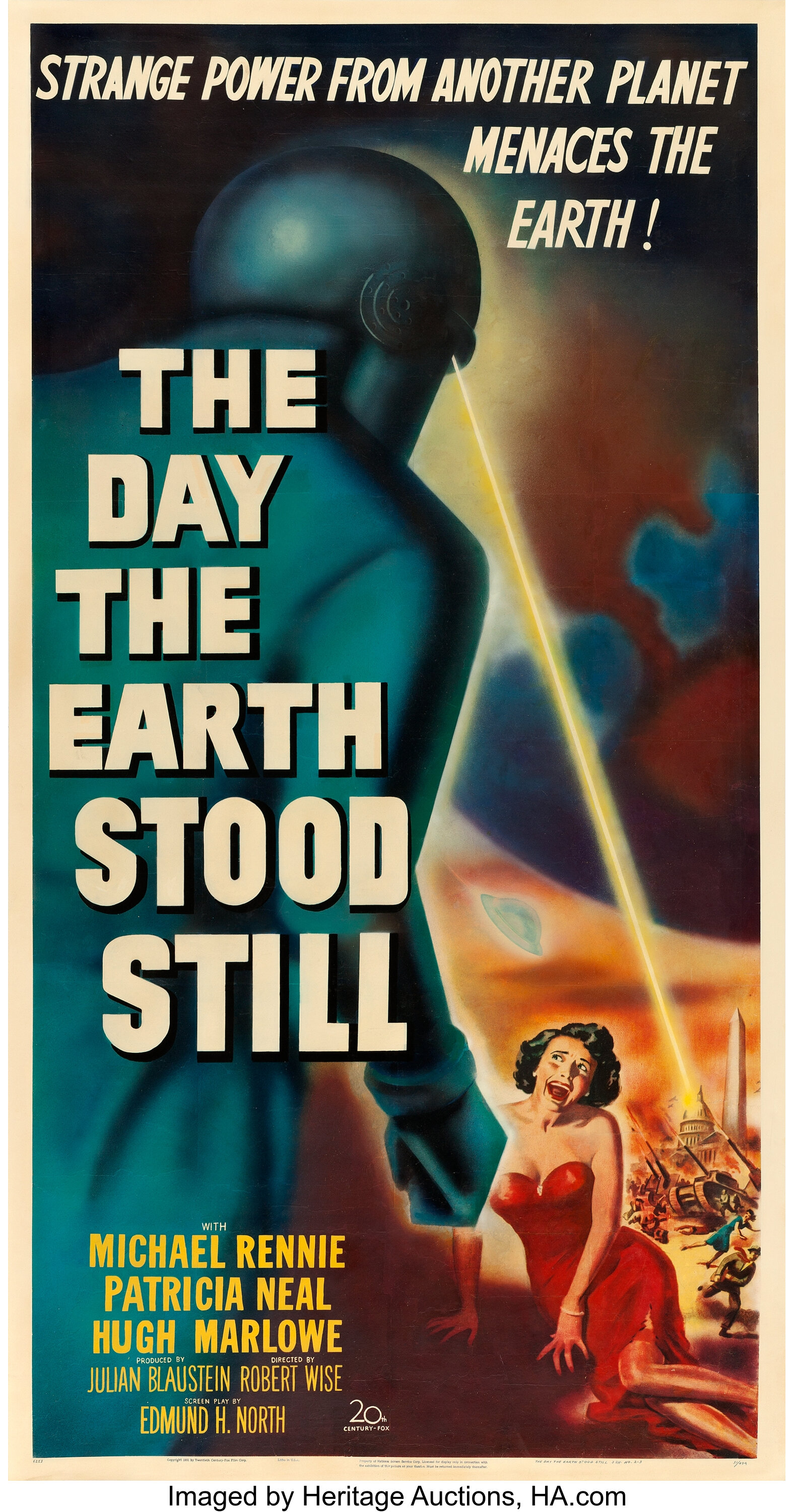 The Day the Earth Stood Still (20th Century Fox, 1951). Three Sheet ...