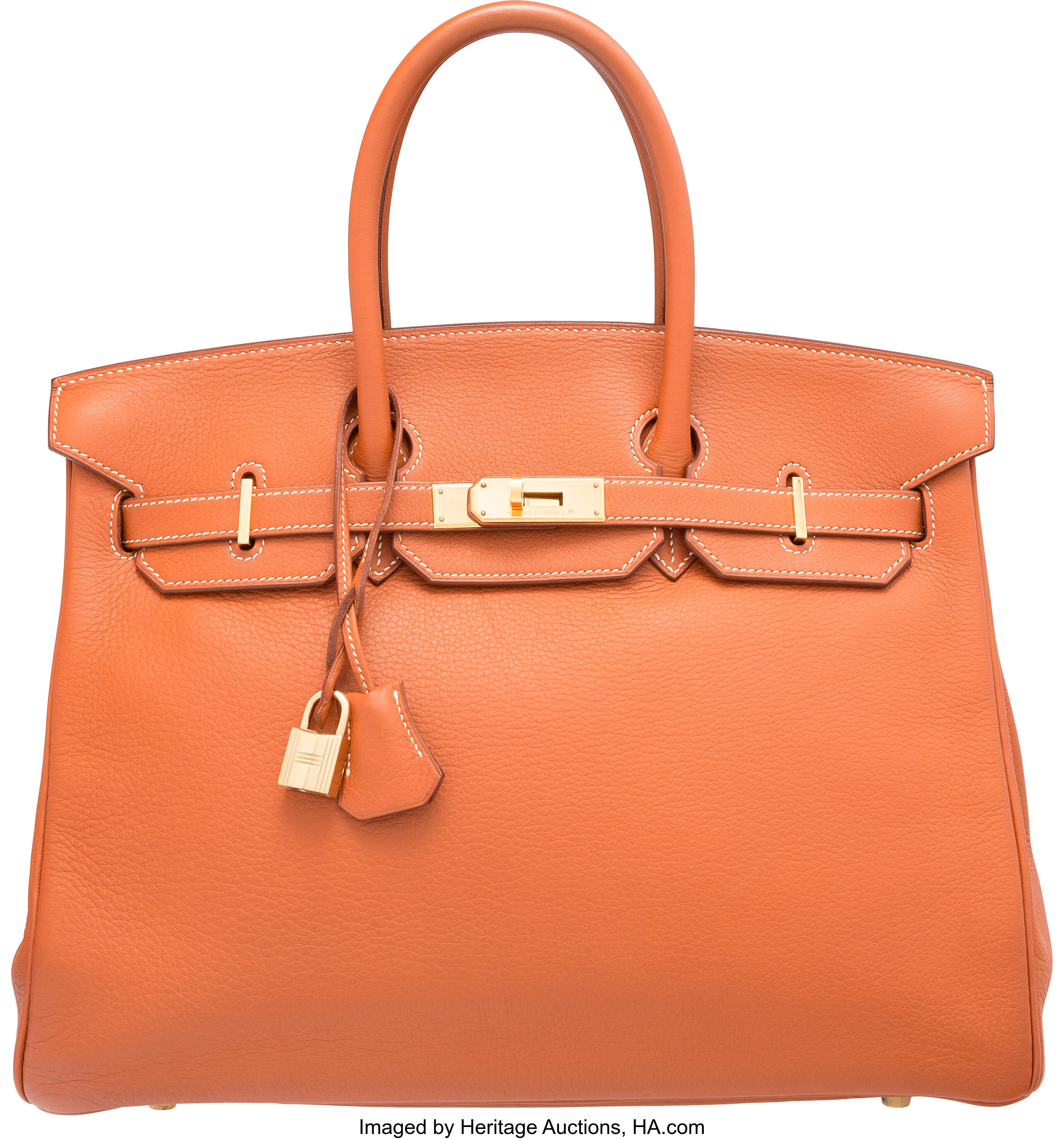 Hermes 32cm Havane Evergrain Leather Gold Hardware HAC Birkin Bag