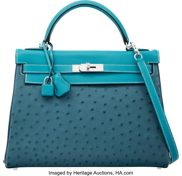 Hermes Birkin Ostrich Bag in Colbalt with Palladium Hardware