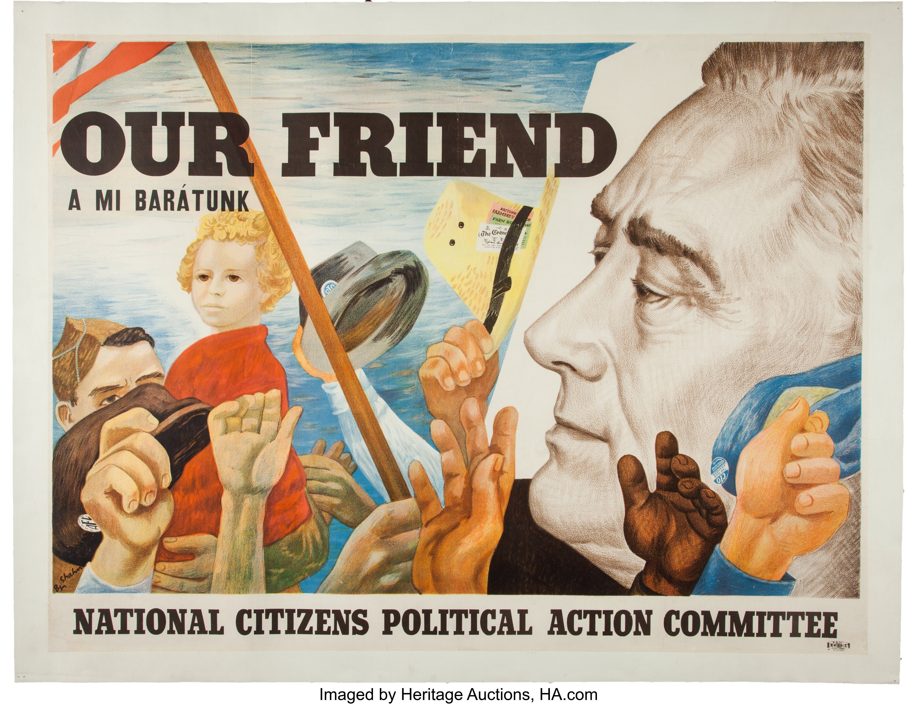 Franklin D. Roosevelt: Rare Large Campaign Poster with Ben Shawn ...