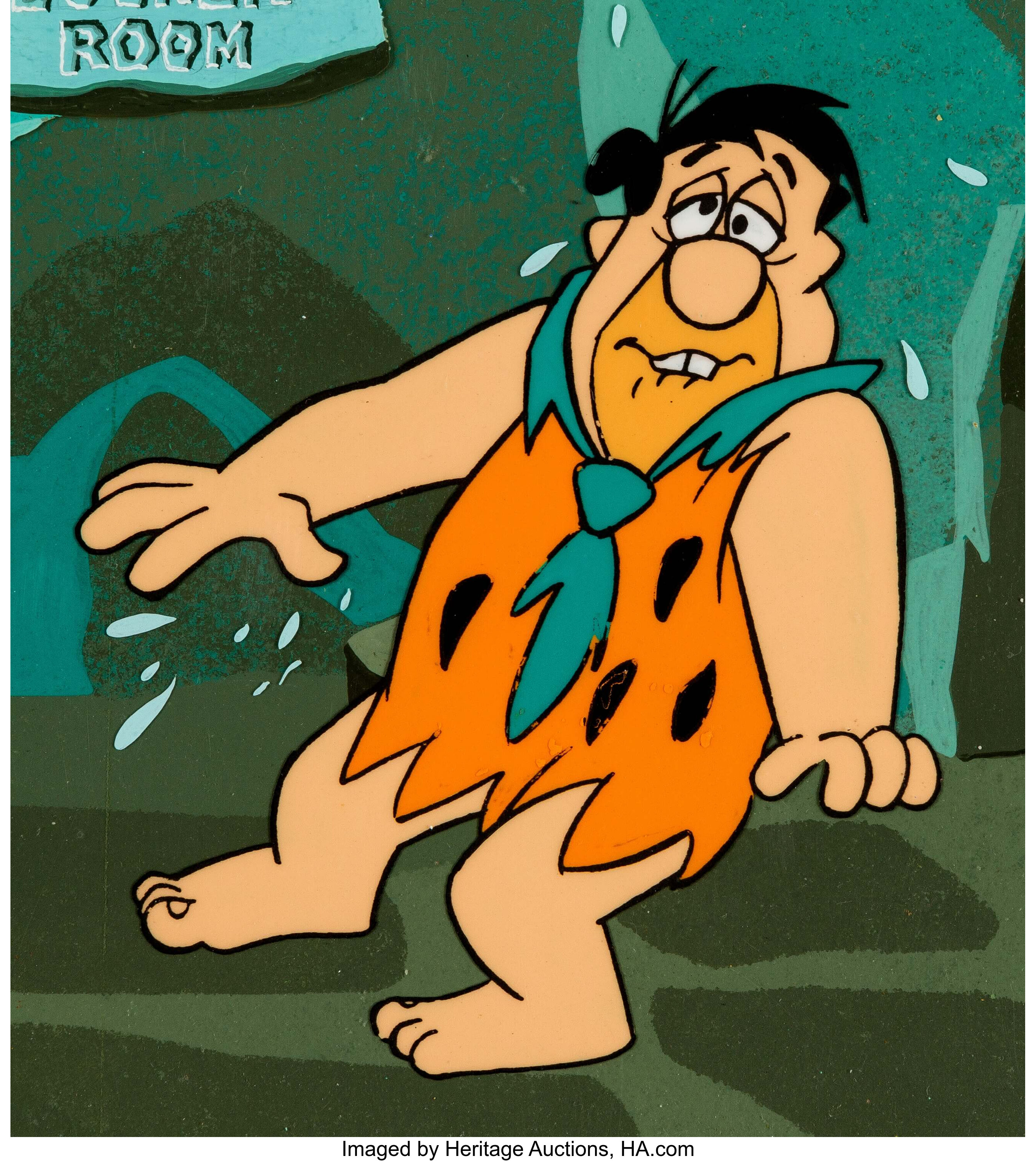 Pebbles and Bamm-Bamm Show Fred Flintstone Production Cel and | Lot #11191 | Heritage Auctions