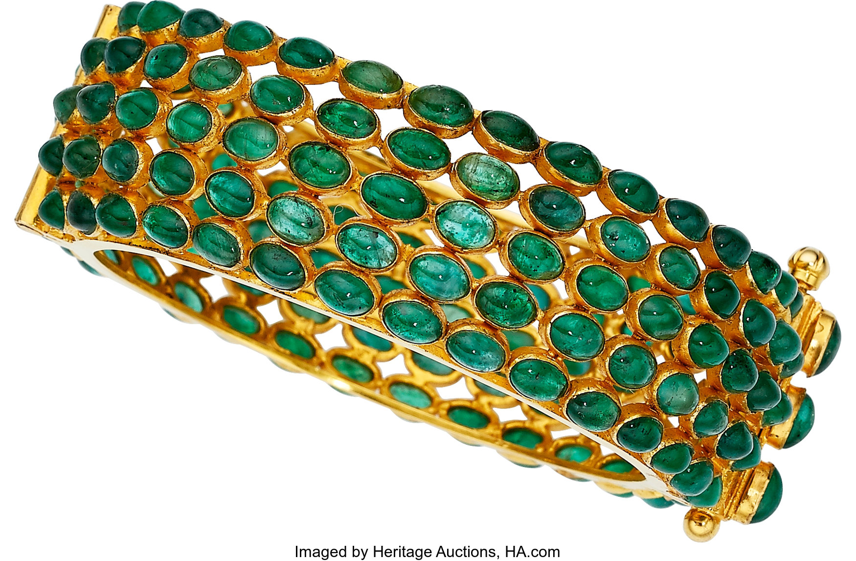 Emerald, Gold Bracelet. Estate Jewelry Bracelets | Lot #54706