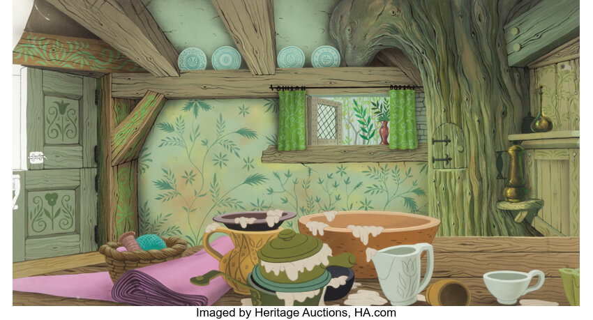 Sleeping Beauty Cottage Interior Pan Preliminary Background Walt