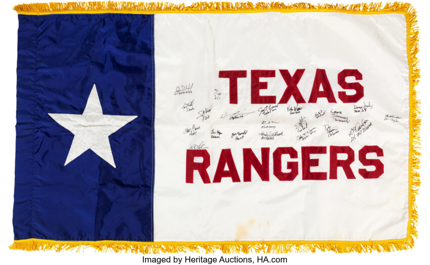 Texas Rangers Signed Flag.... Western Expansion Cowboy | Lot