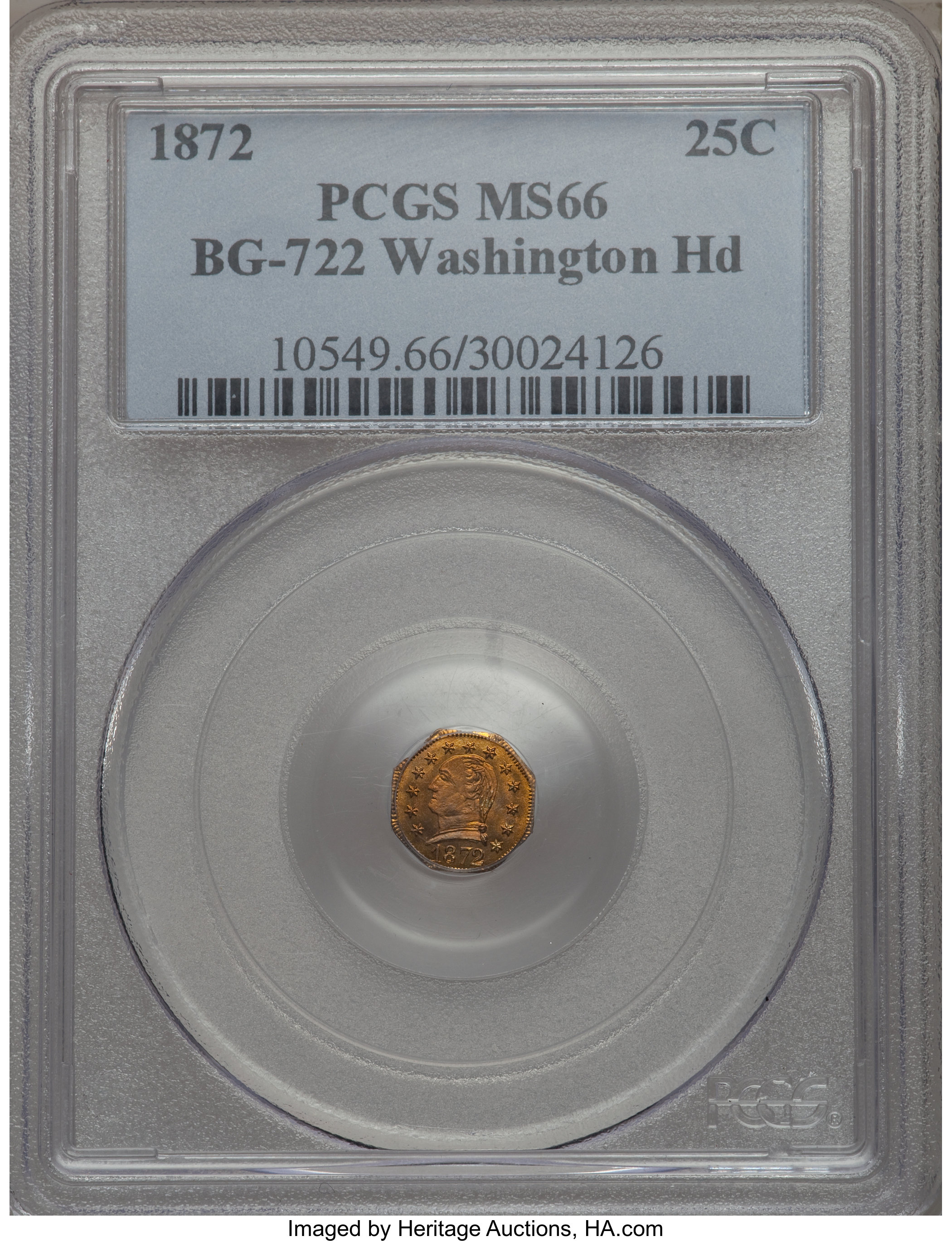 1872 25c Washington Octagonal 25 Cents Baker 503 Bg 722 Low R 4 Lot 7358 Heritage Auctions