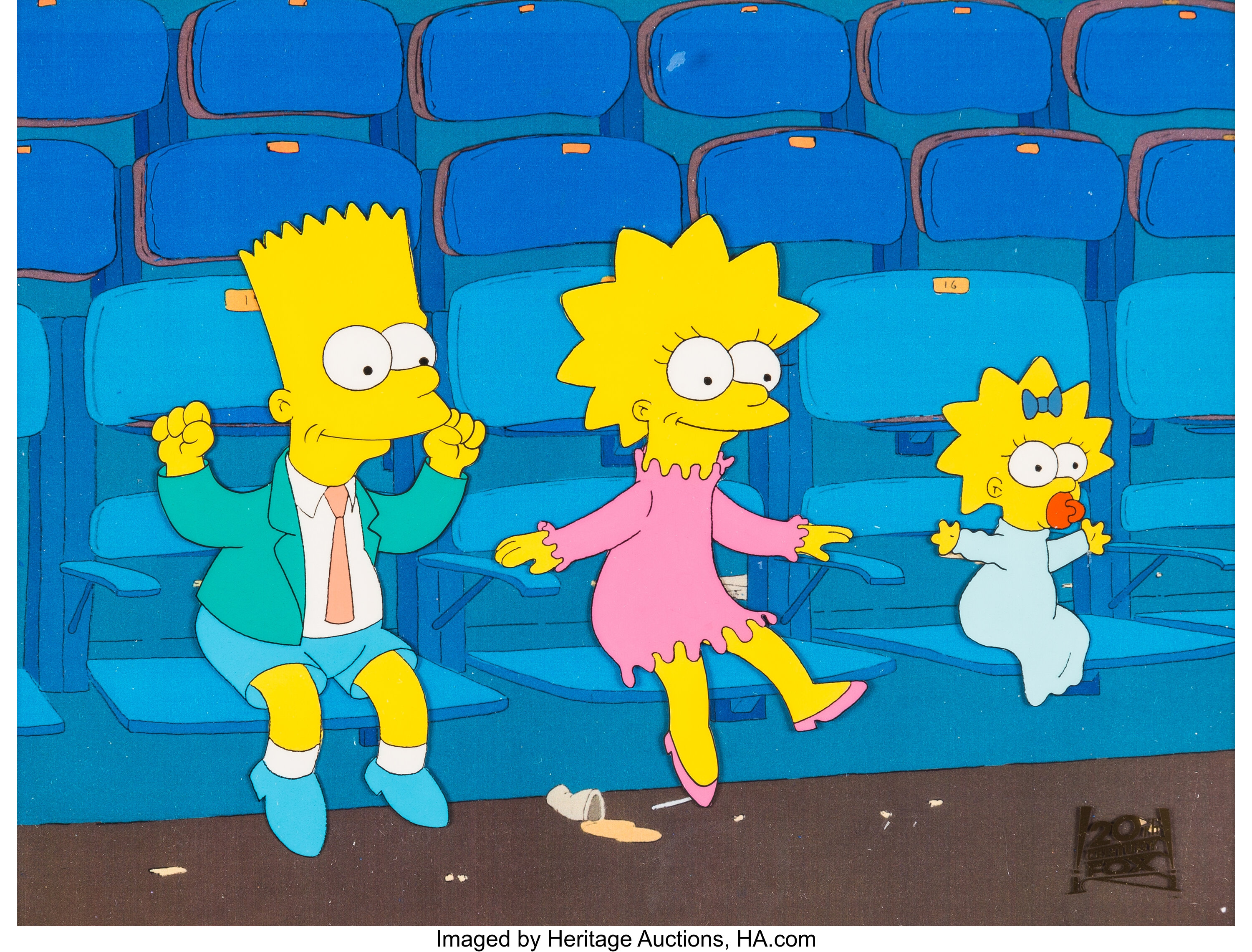 The Simpsons Bart, Lisa, and Maggie Production Cel (Fox, 1992 ...