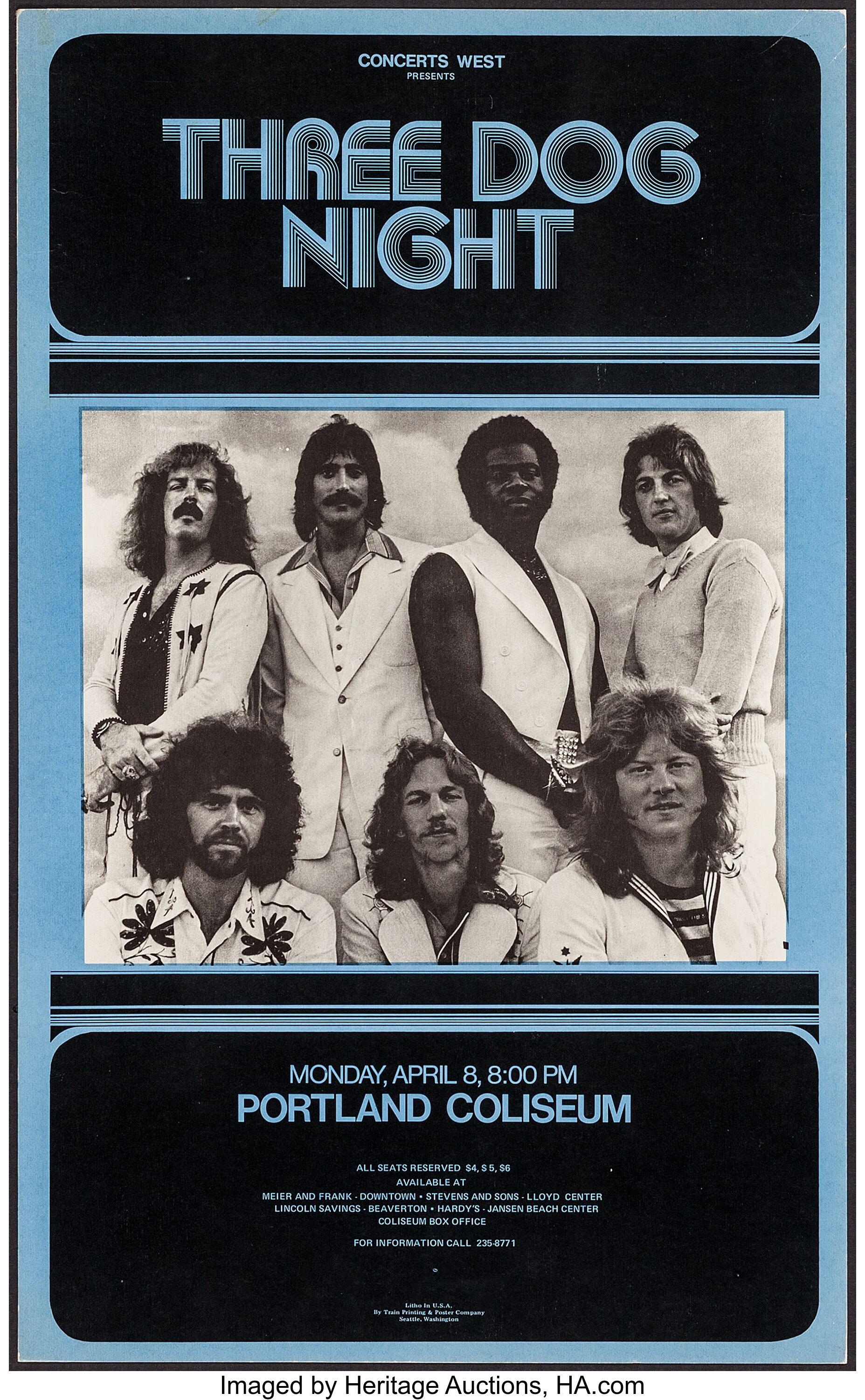 Three Dog Night Concert Poster Lot (1970s) Concert Window Cards Lot