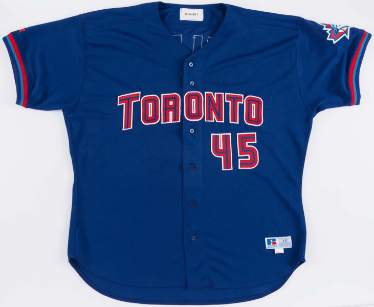 1999 Cecil Fielder Game Issued Toronto Blue Jays Jersey. , Lot #41181