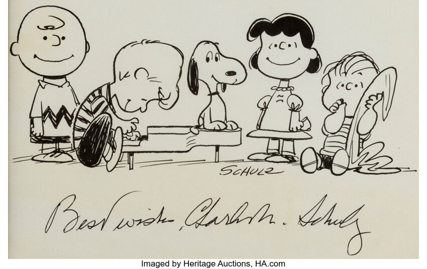 Charles Schulz Peanuts signed Print (undated).... Memorabilia