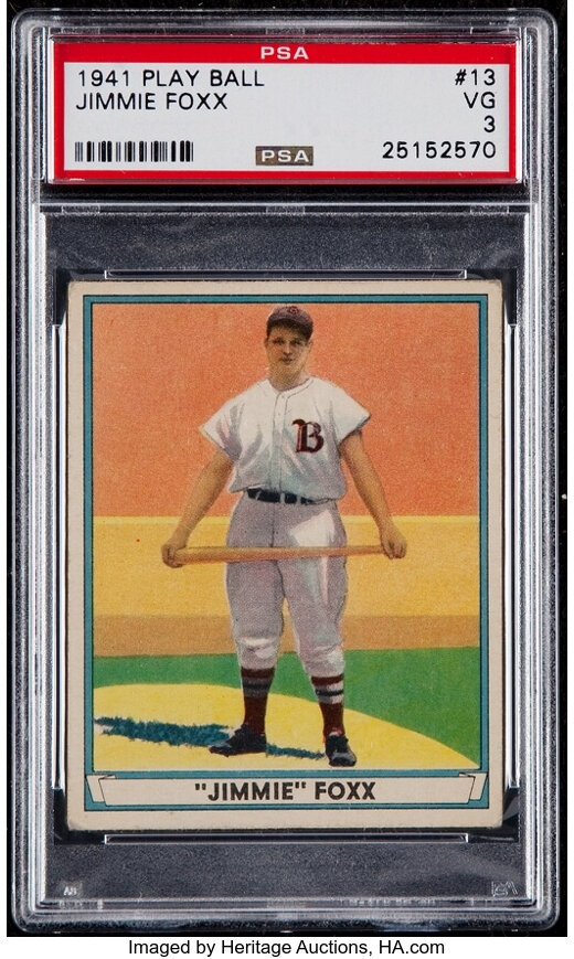 Sold at Auction: Graded 10 - Jimmie Foxx Baseball All-Time Greats Card