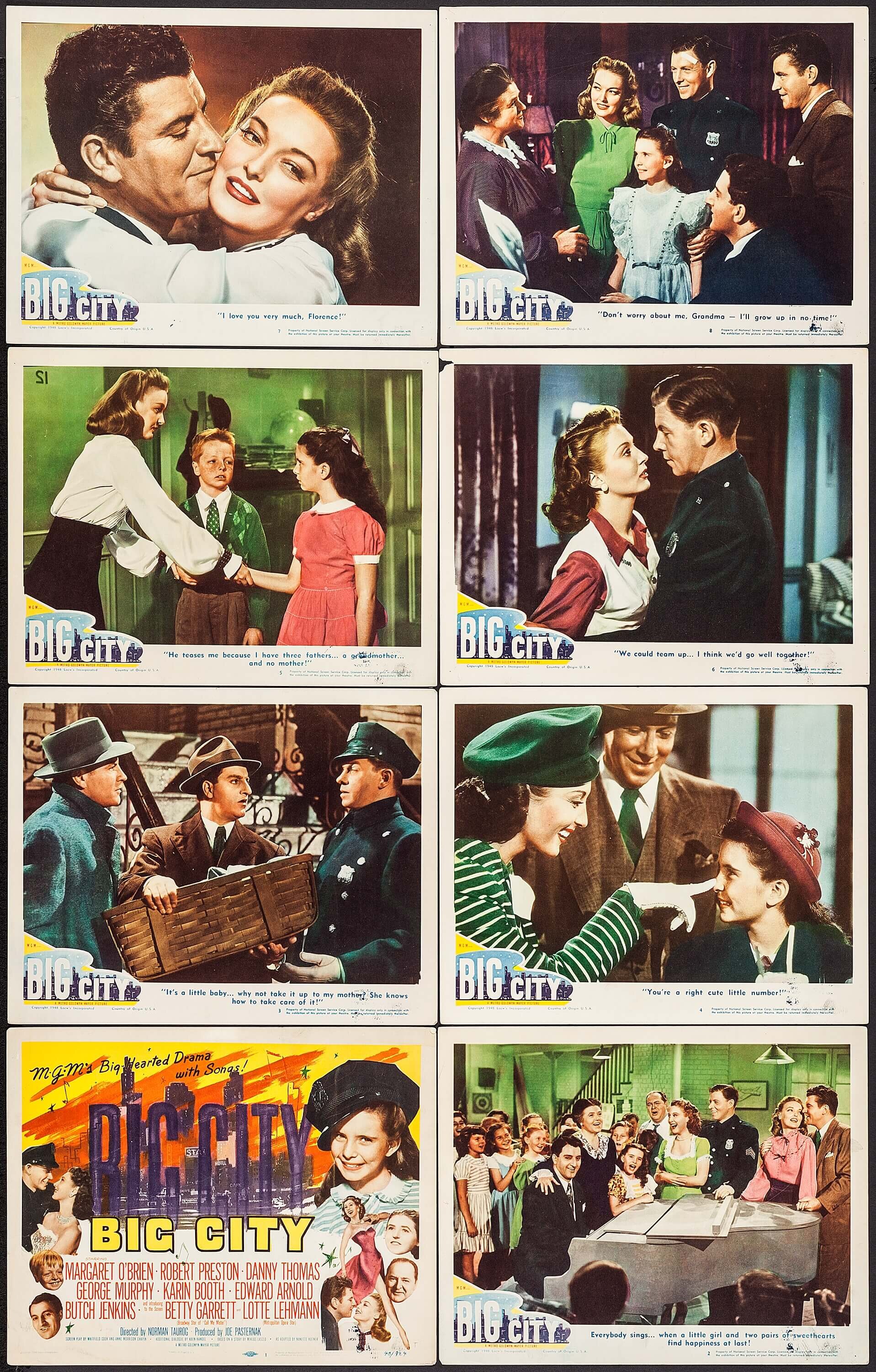 Big City (MGM, 1948). Lobby Card Set of 8 (11