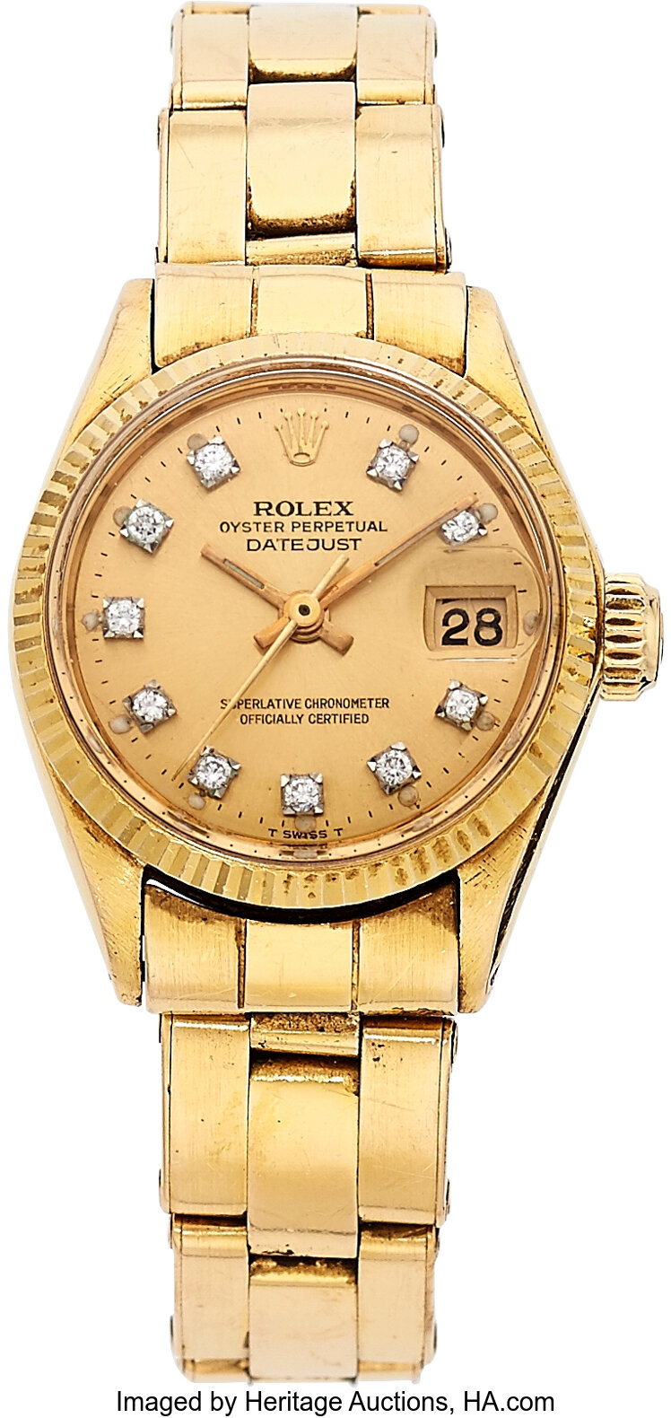 Sold at Auction: Wristwatch Rolex Oyster Perpetual Datejust 18K with  Diamonds