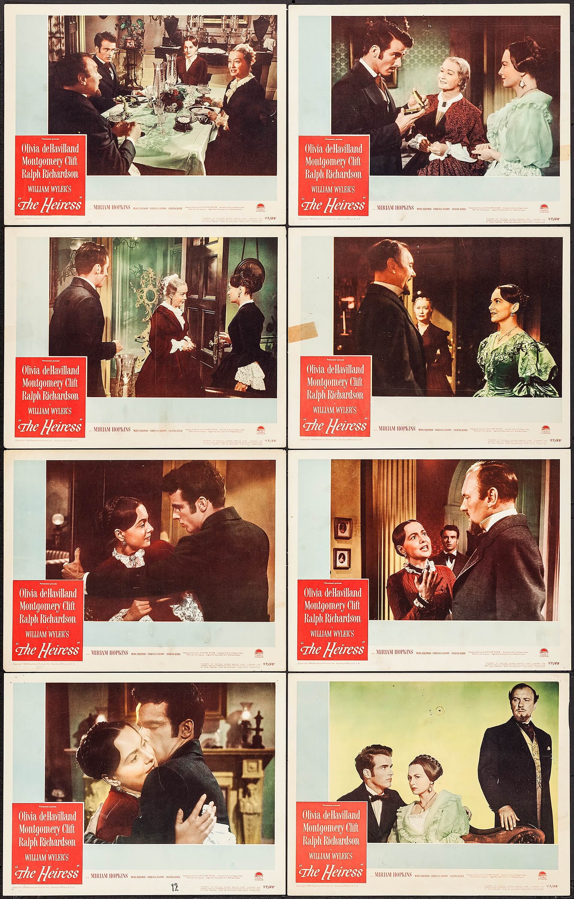 The Heiress (Paramount, 1949). Lobby Card Set of 8 (11