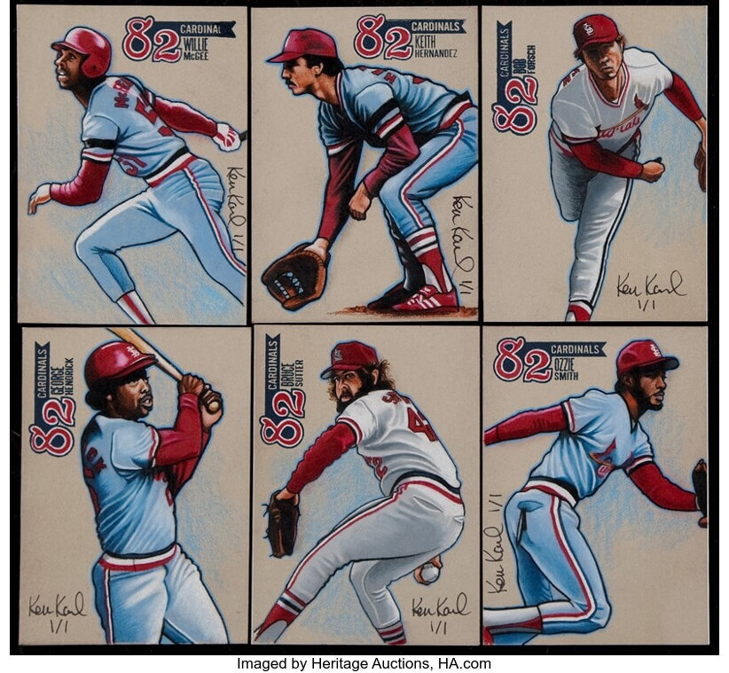 Ken Karl Sketch 1/1 Cards 1982 St. Louis Cardinals Collection, Lot #41100