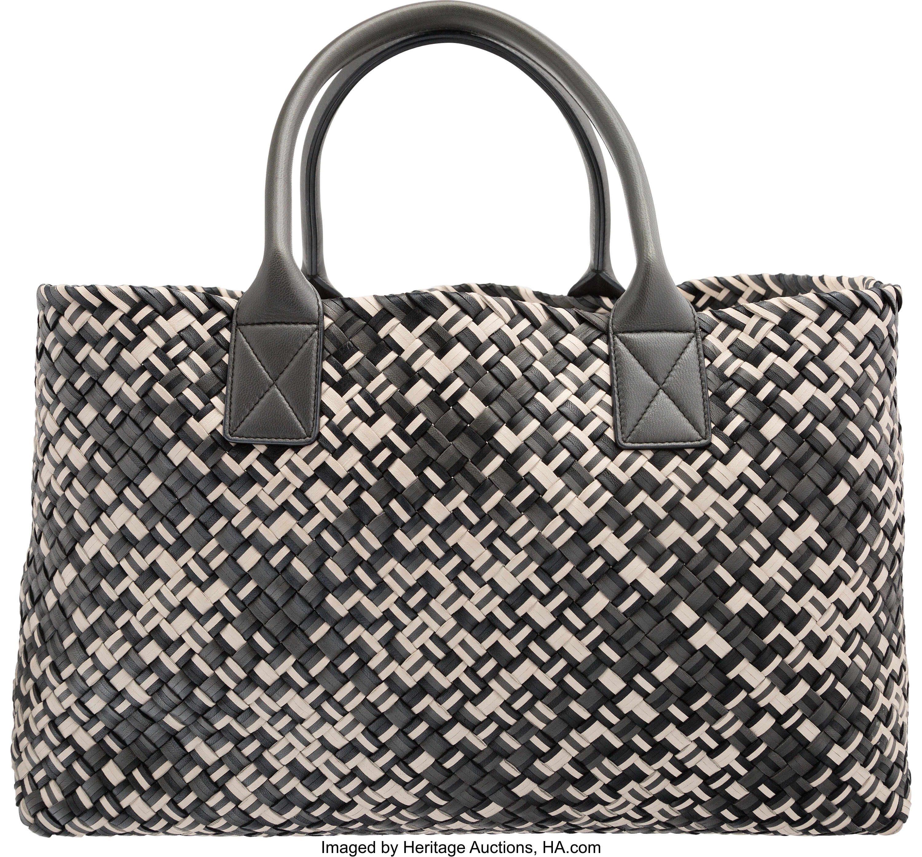 Bottega Veneta Limited Edition Black, Gray & White Intrecciato | Lot ...