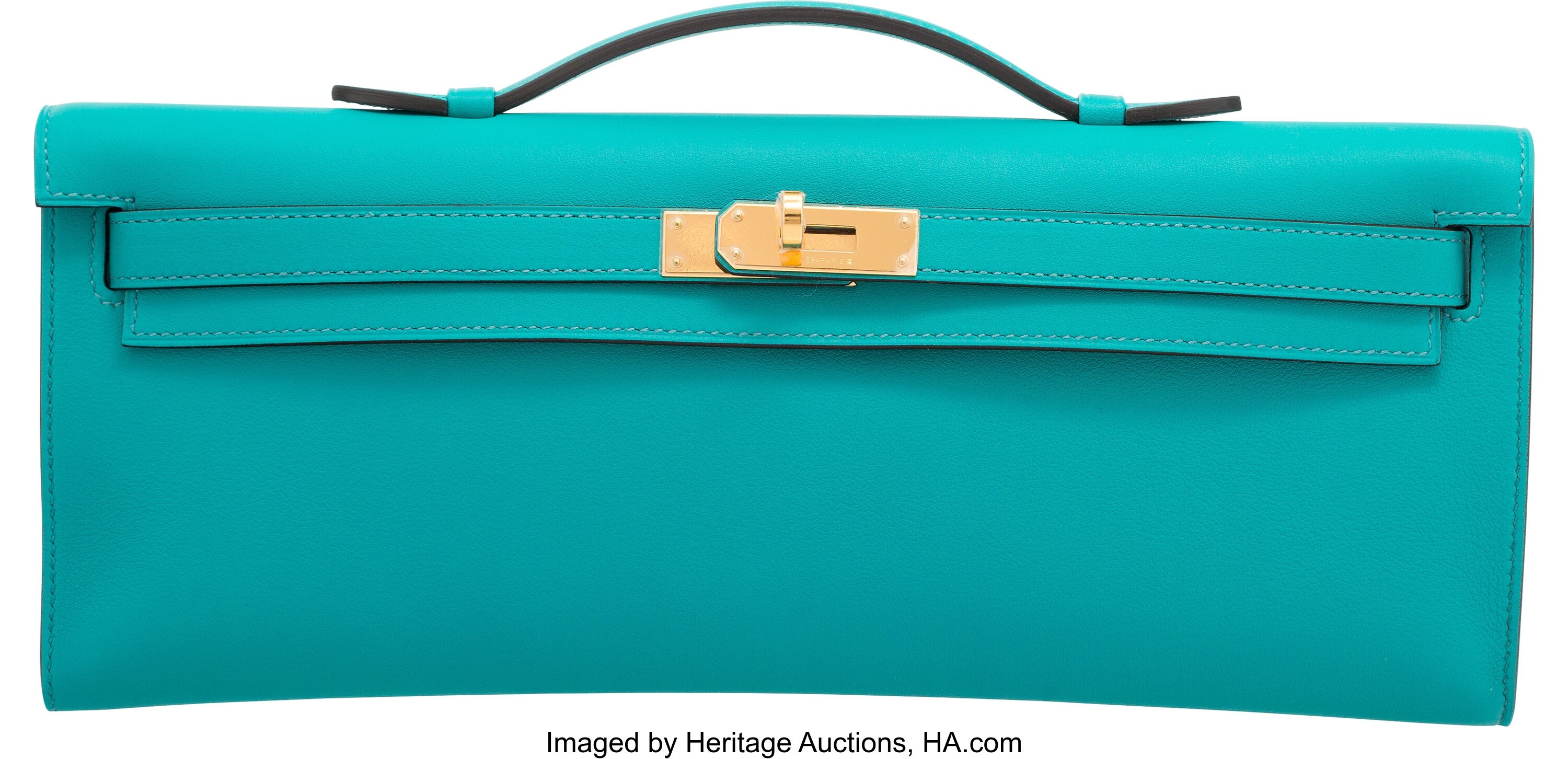 Hermes Kelly Cut Blue Colvert Shiny Nilo Croc with Gold