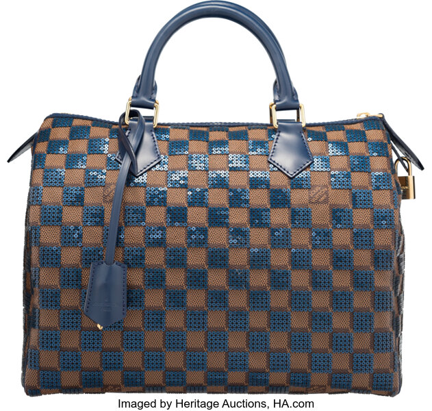 Louis Vuitton Blue Damier Paillettes Canvas Speedy 30 Bag., Lot #58021