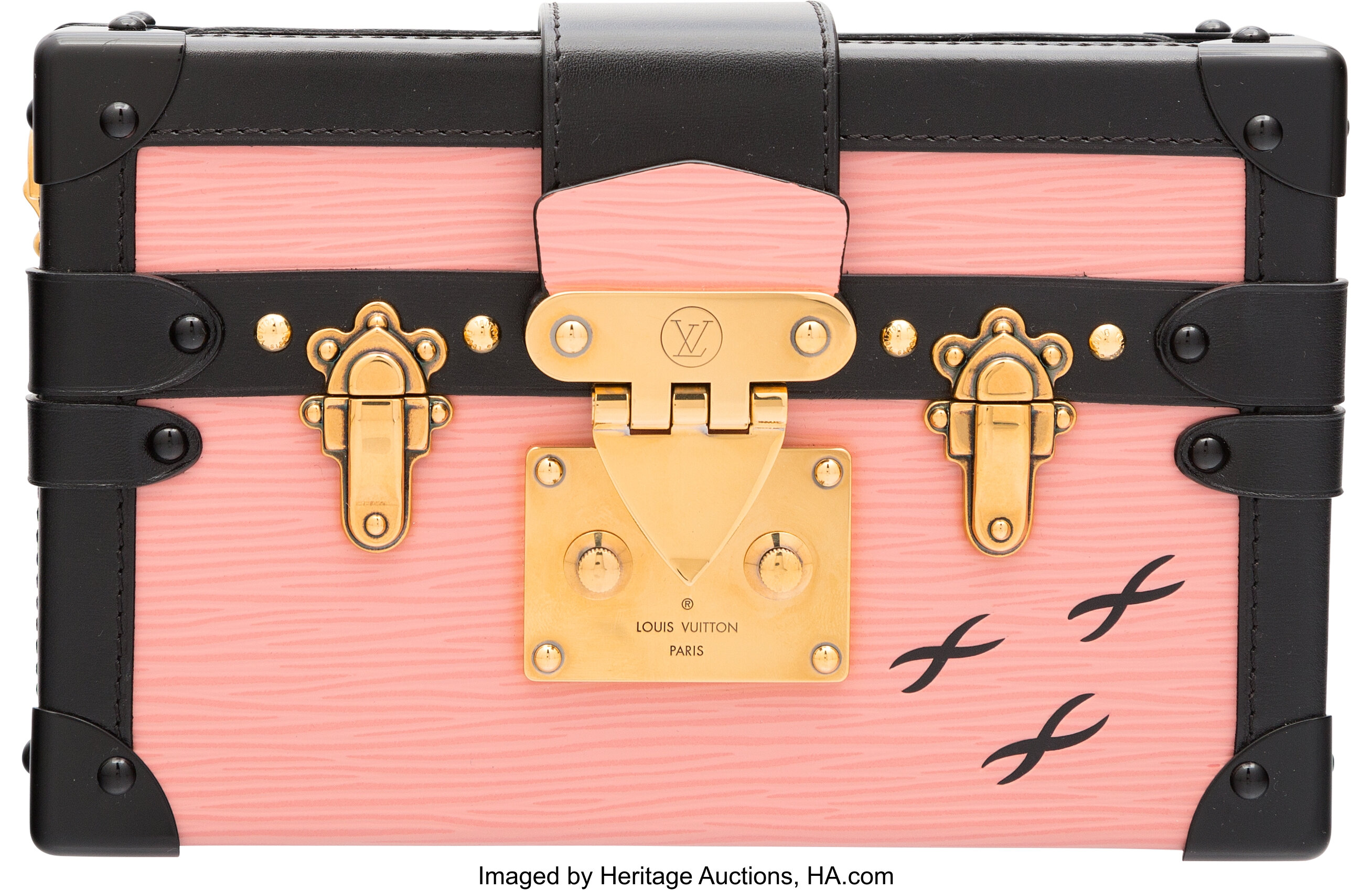 Louis Vuitton Pink & Black Epi Electrique Leather Petite Malle Bag