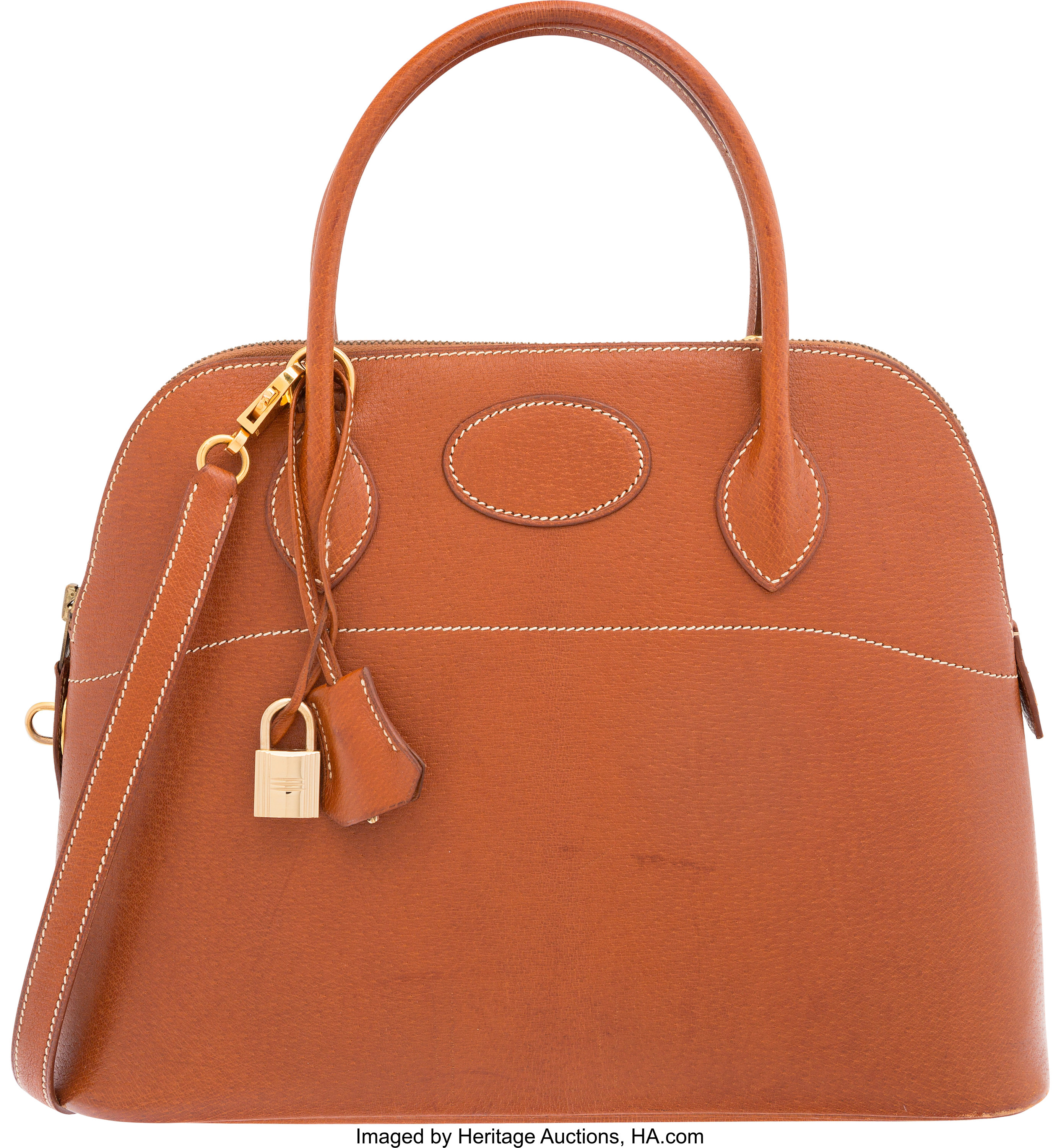 Hermes Brown Leather Bolide 45cm Shoulder Bag Auction
