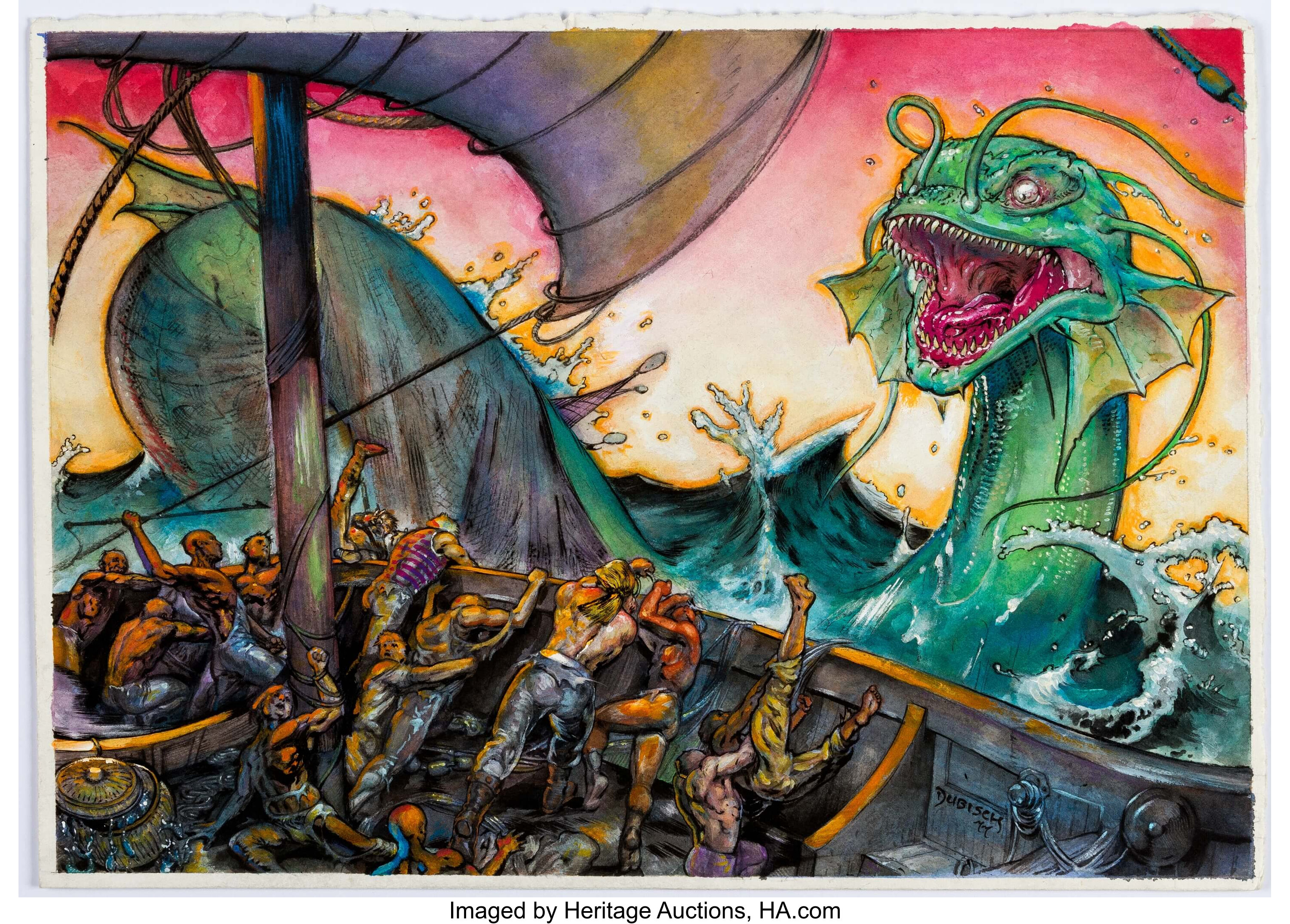 Mike Dubisch Sea Monster Painting Original Art (2011).... Original ...