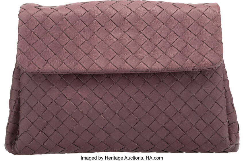 Bottega Veneta Lavender Intrecciato Woven Nappa Leather Flap Shoulder Bag