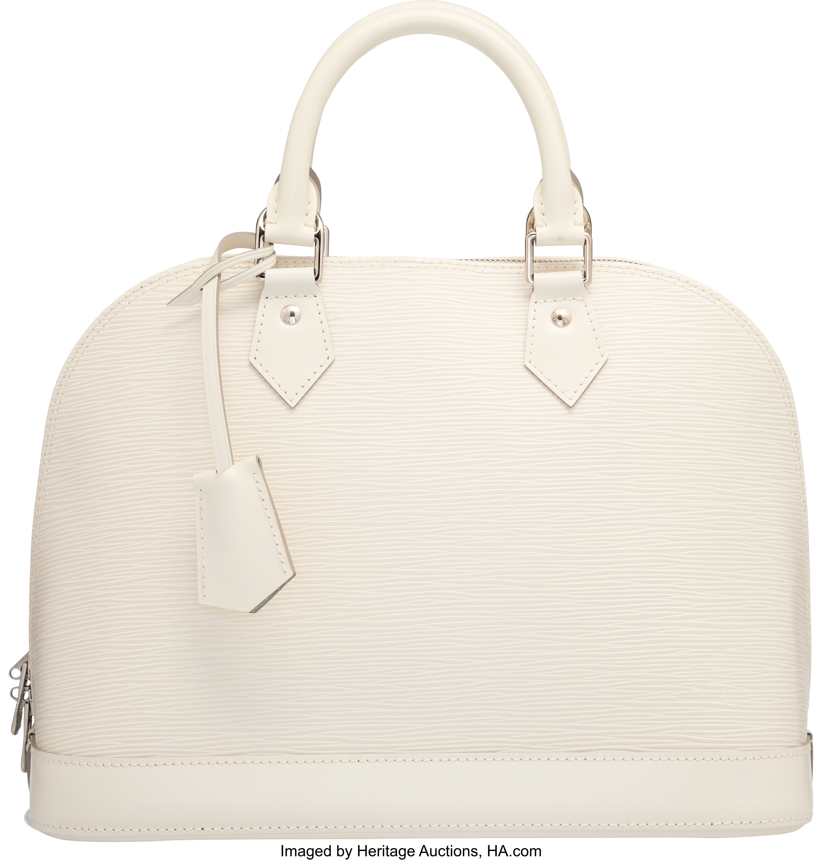 Louis Vuitton Ivory Epi Leather Alma PM Bag with Lock, Silver