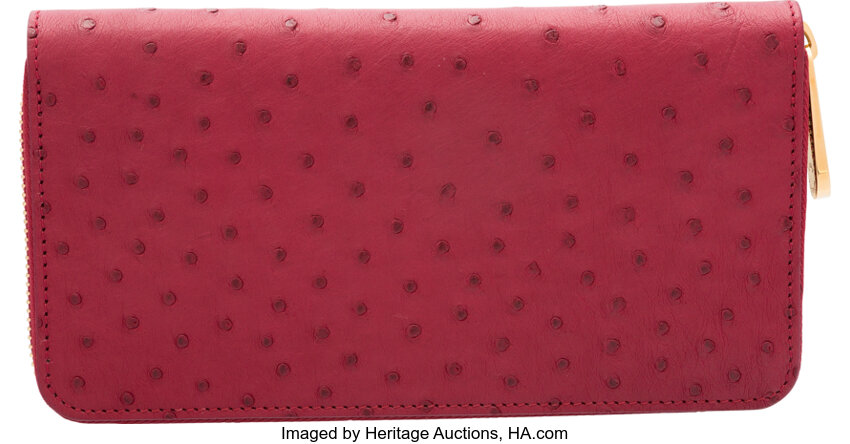 Louis Vuitton Red Ostrich Zippy Wallet. Pristine Condition. 7.5