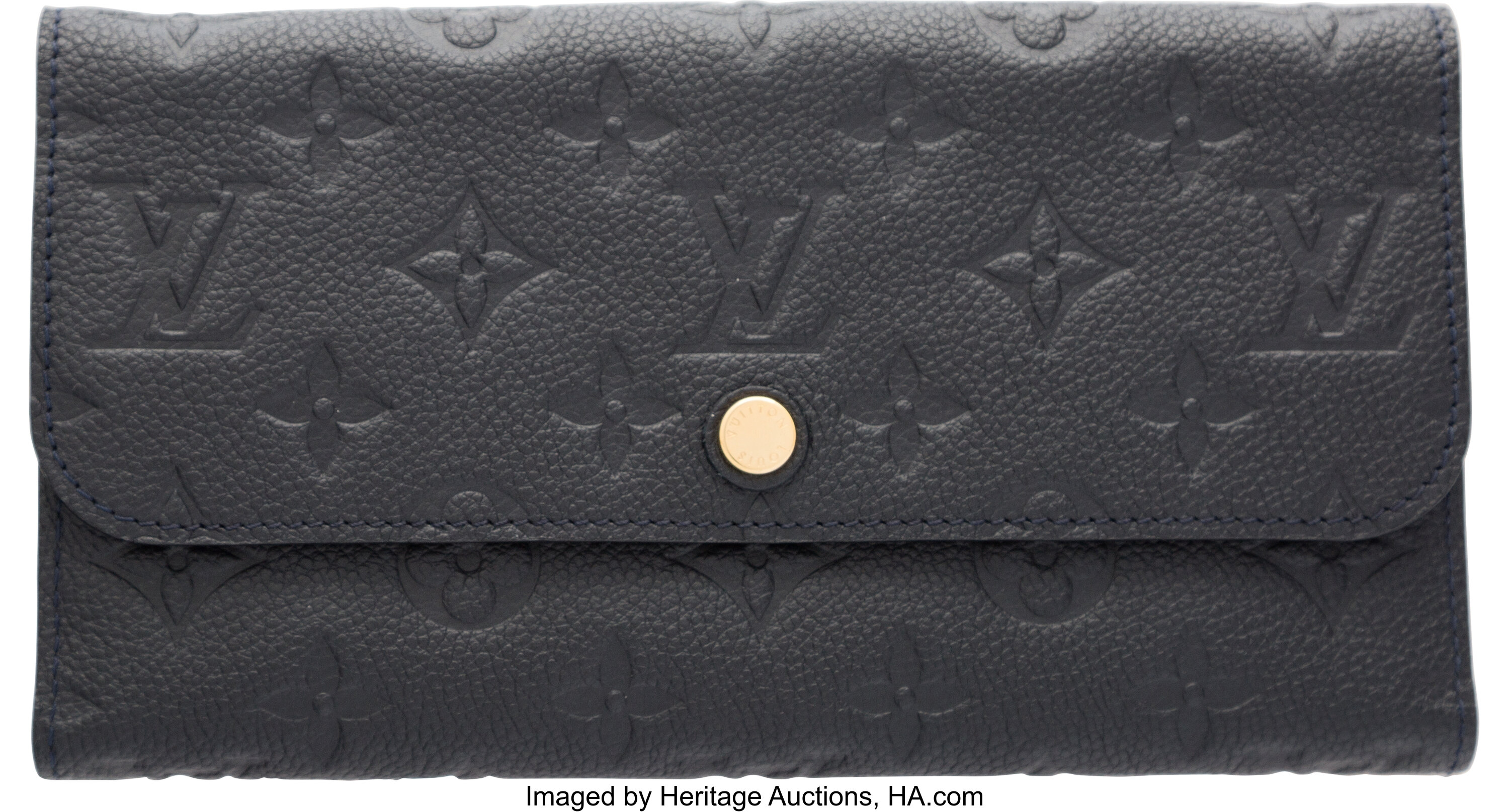 LOUIS VUITTON Sarah Monogram Empreinte Leather Wallet Blue