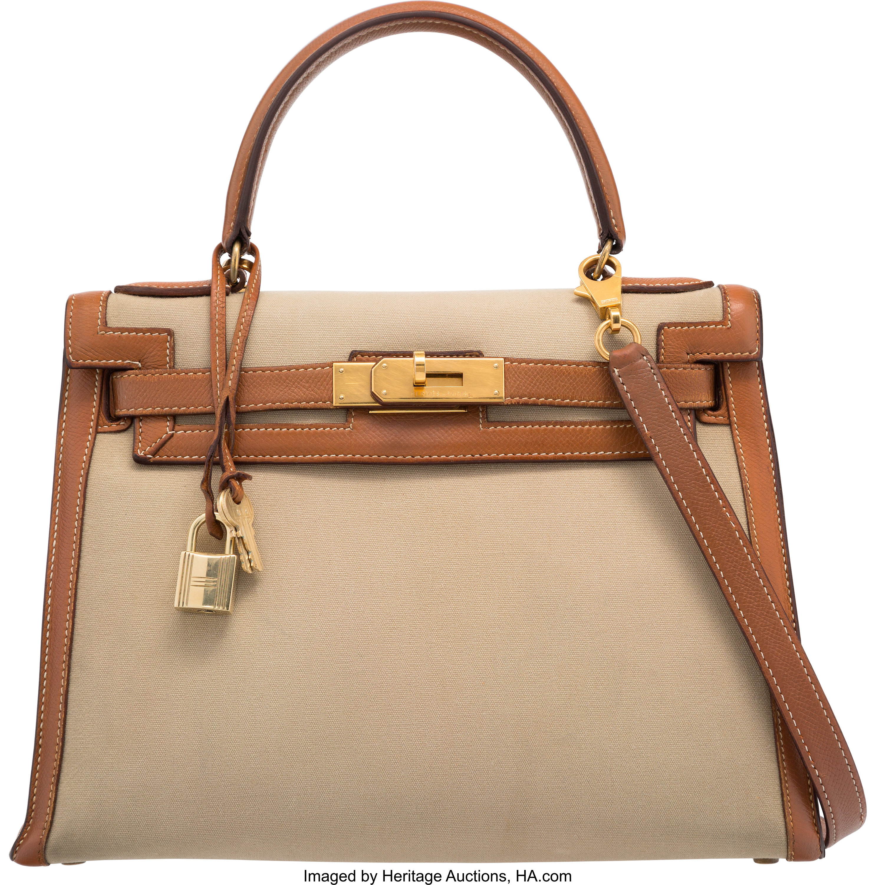 Hermes Kelly Vintage Bag 28cm Tricolor Box Leather Gold Plated