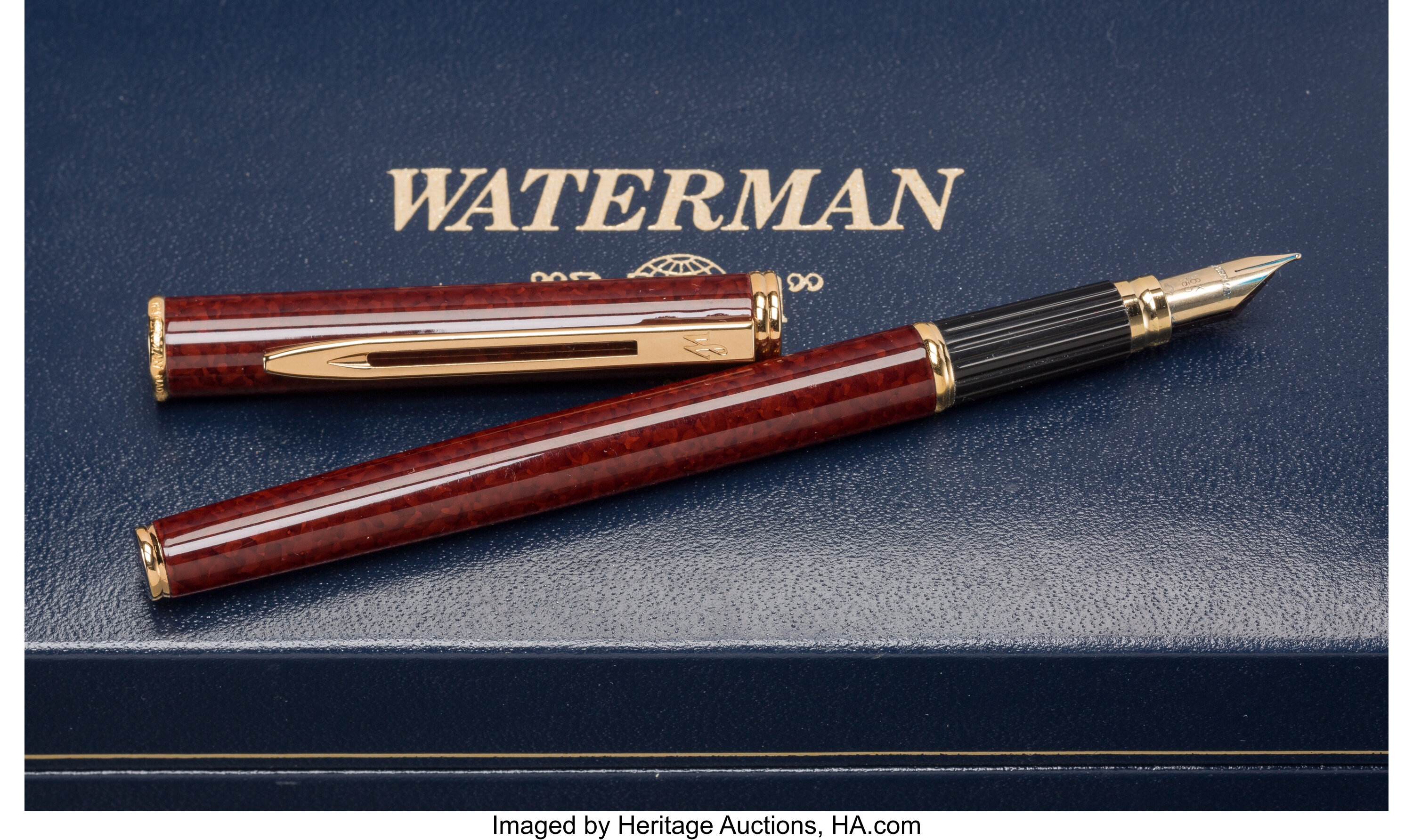 A Waterman Ideal Fountain Pen with 18K Nib, 20th century. Marks