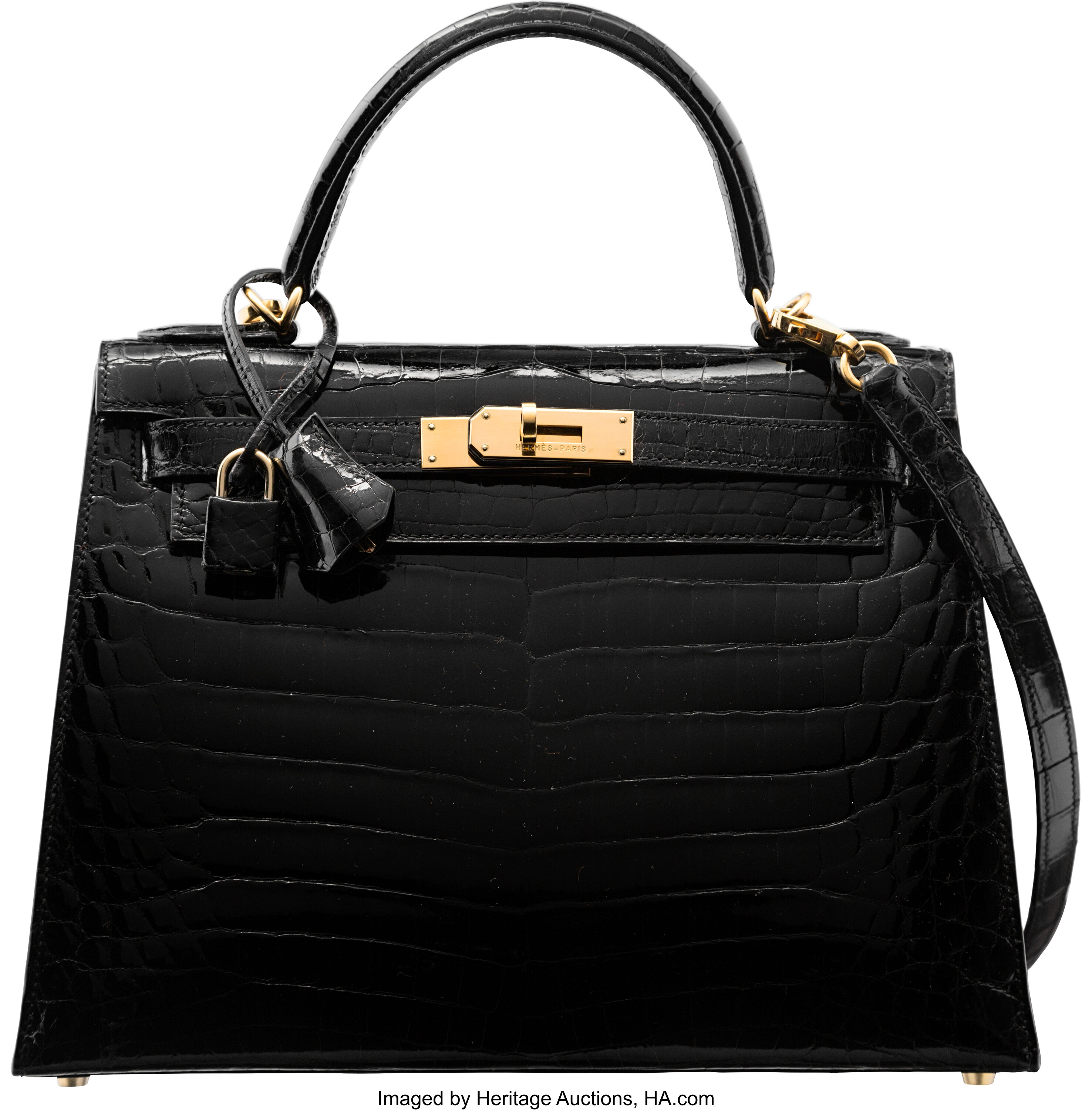 Hermès Black Sellier Kelly 28cm of Shiny Niloticus Crocodile with Gold  Hardware, Handbags & Accessories Online, Ecommerce Retail