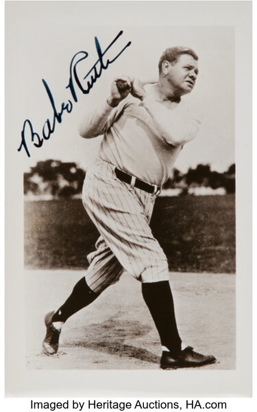 1940 s Babe Ruth Signed Photograph from The Beatrice Wade Lot