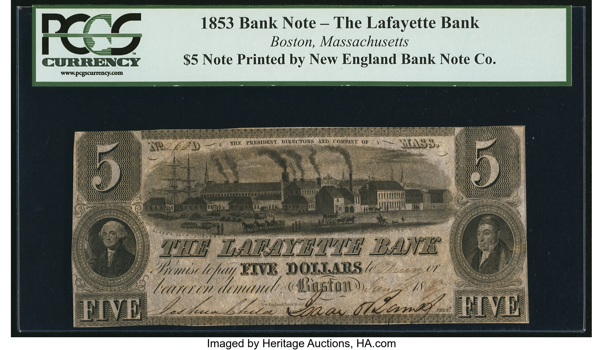 Boston Ma Lafayette Bank 5 Jan 28 17 Obsoletes By State Lot 152 Heritage Auctions