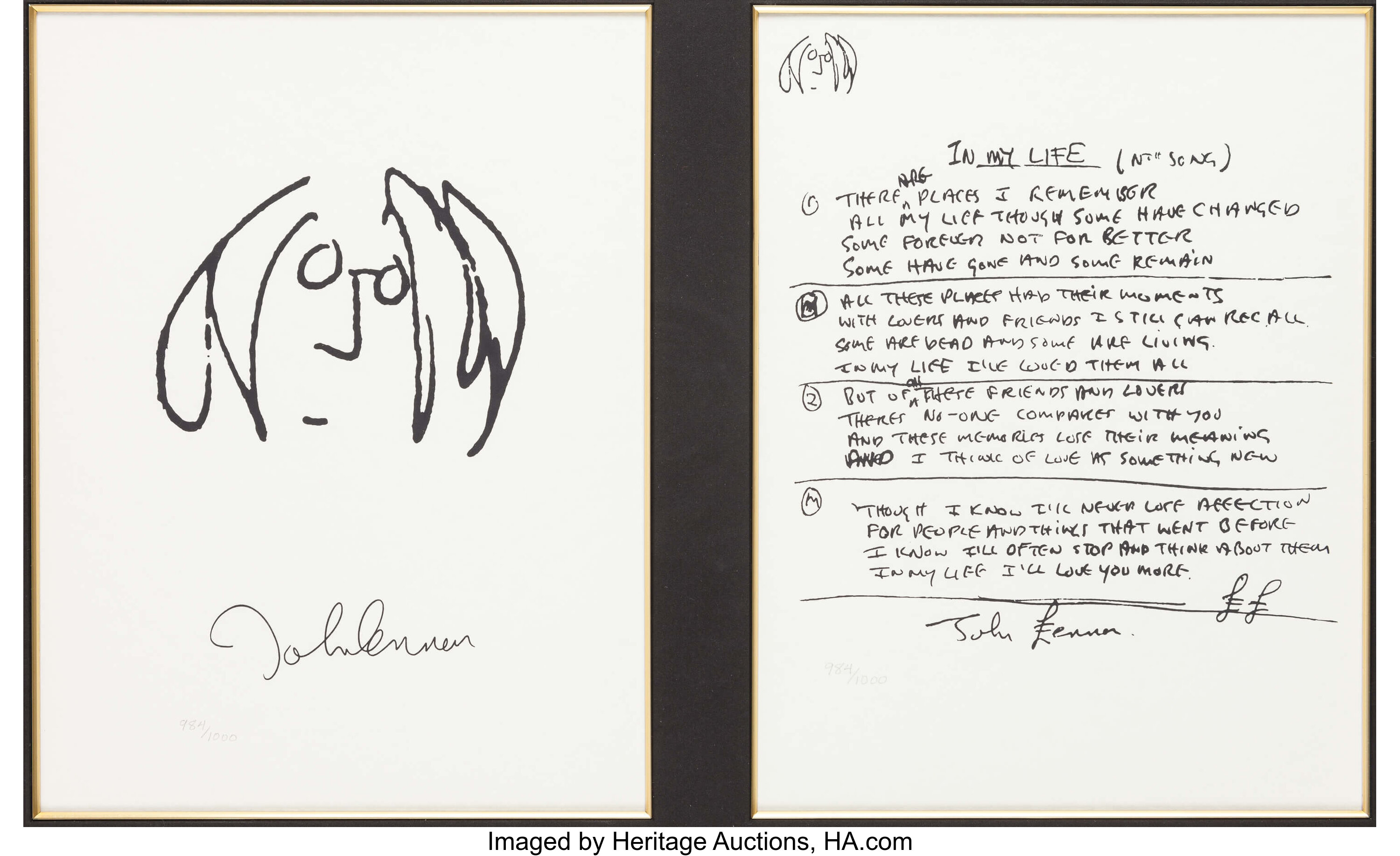 In My Life John Lennon Handwritten Lyrics the Beatles Print -  Canada