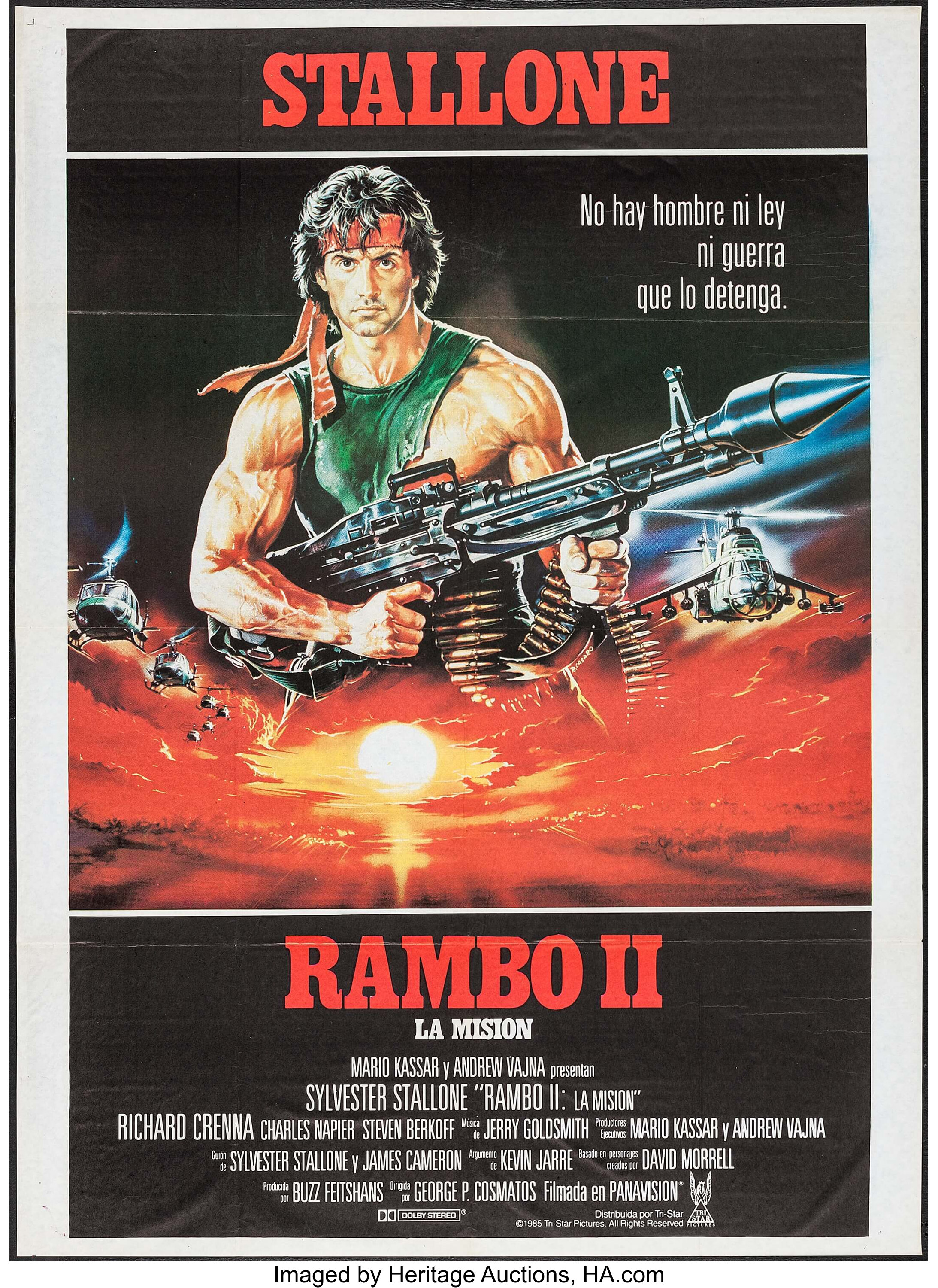 Rambo First Blood Part Ii Medusa 1985 Italian 2 Fogli Lot Heritage Auctions