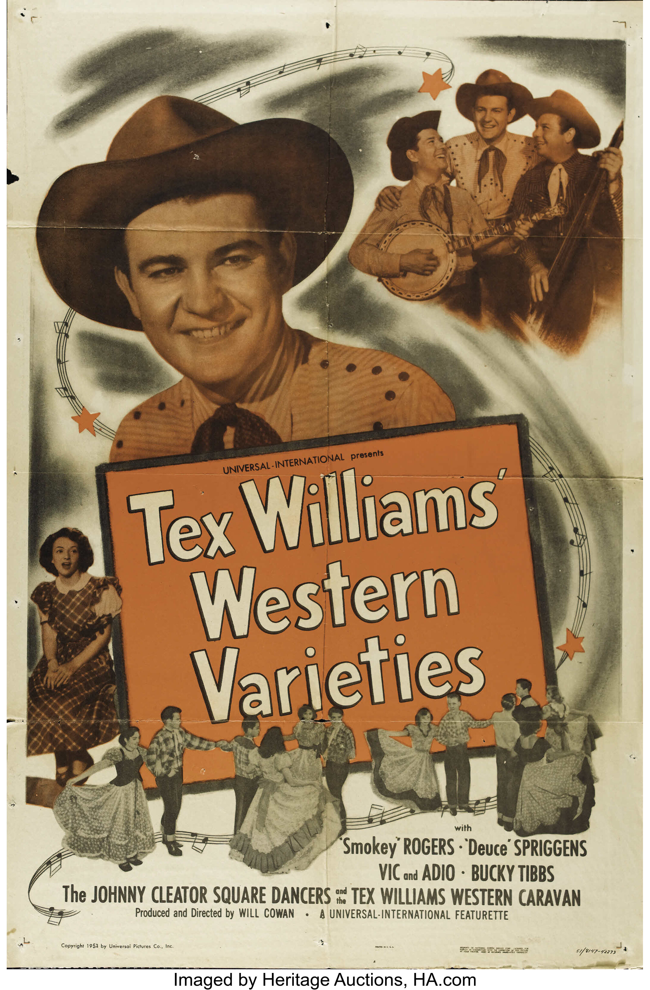 Tex Williams' Western Varieties (Universal, 1951). One Sheet (27