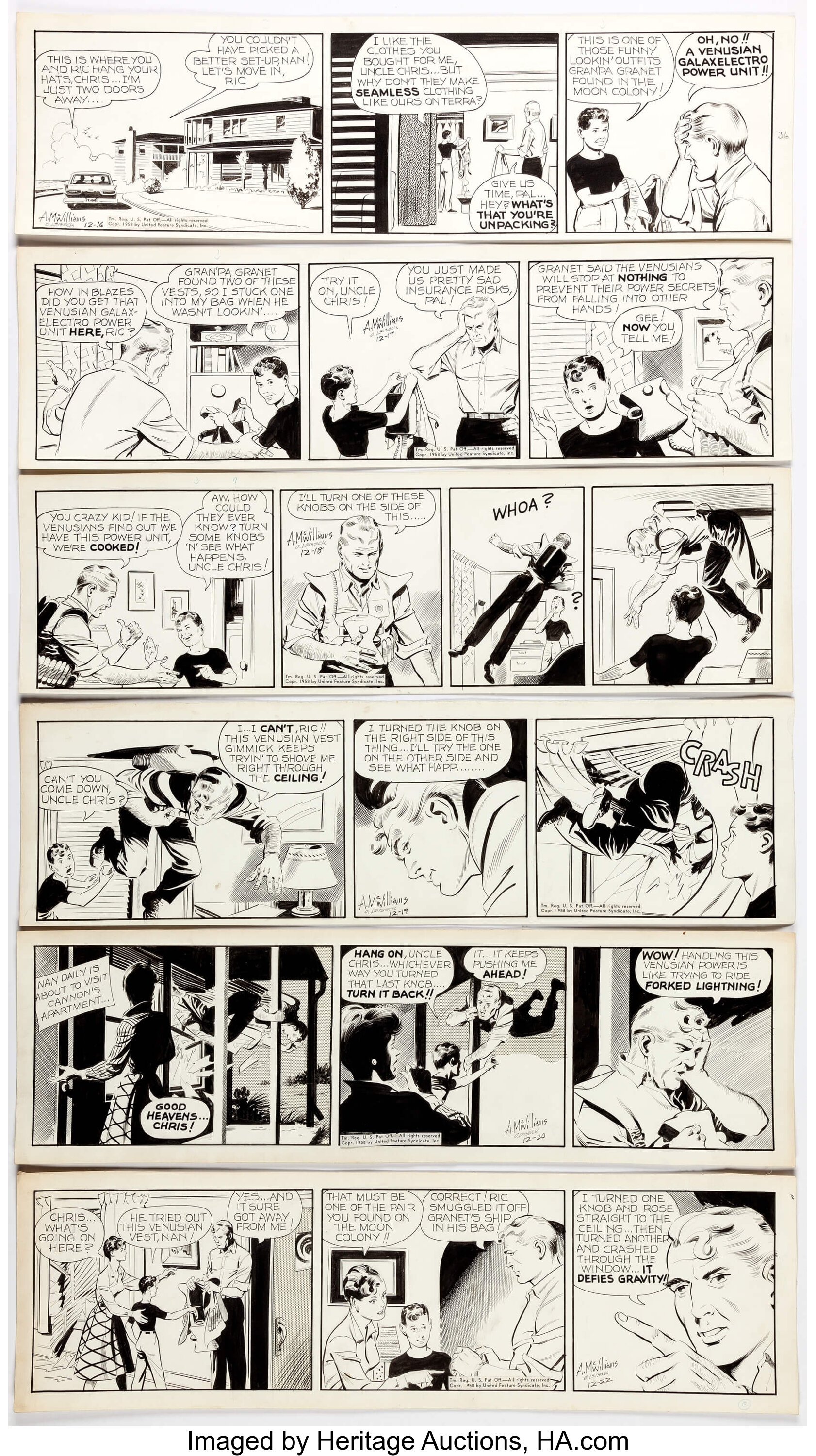 Al McWilliams Twin Earths Daily Comic Strip Original Art Group of 6 ...