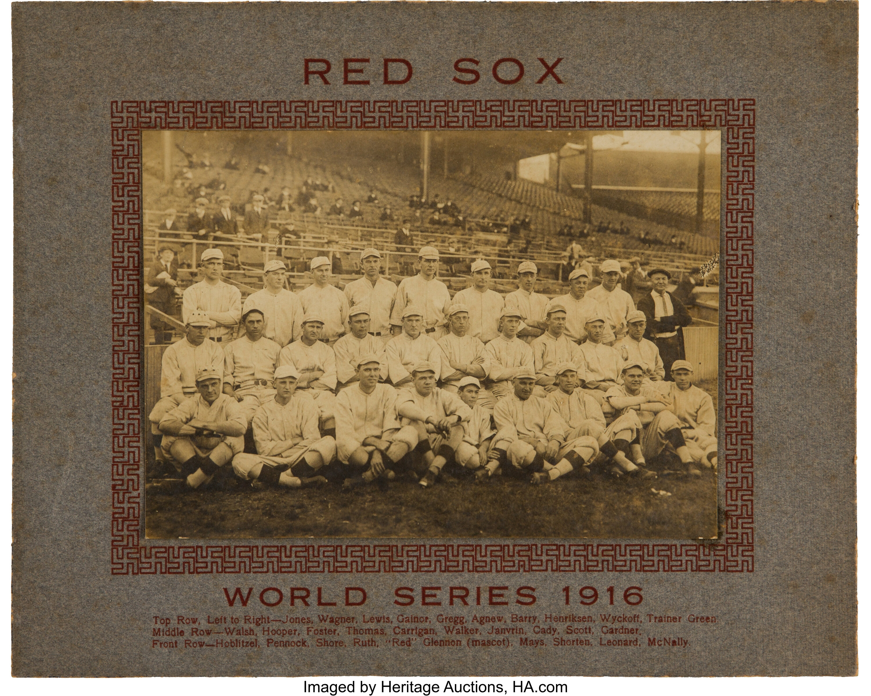 Newly Uncovered 1916 Red Sox News Photo with Ruth Hits Auction