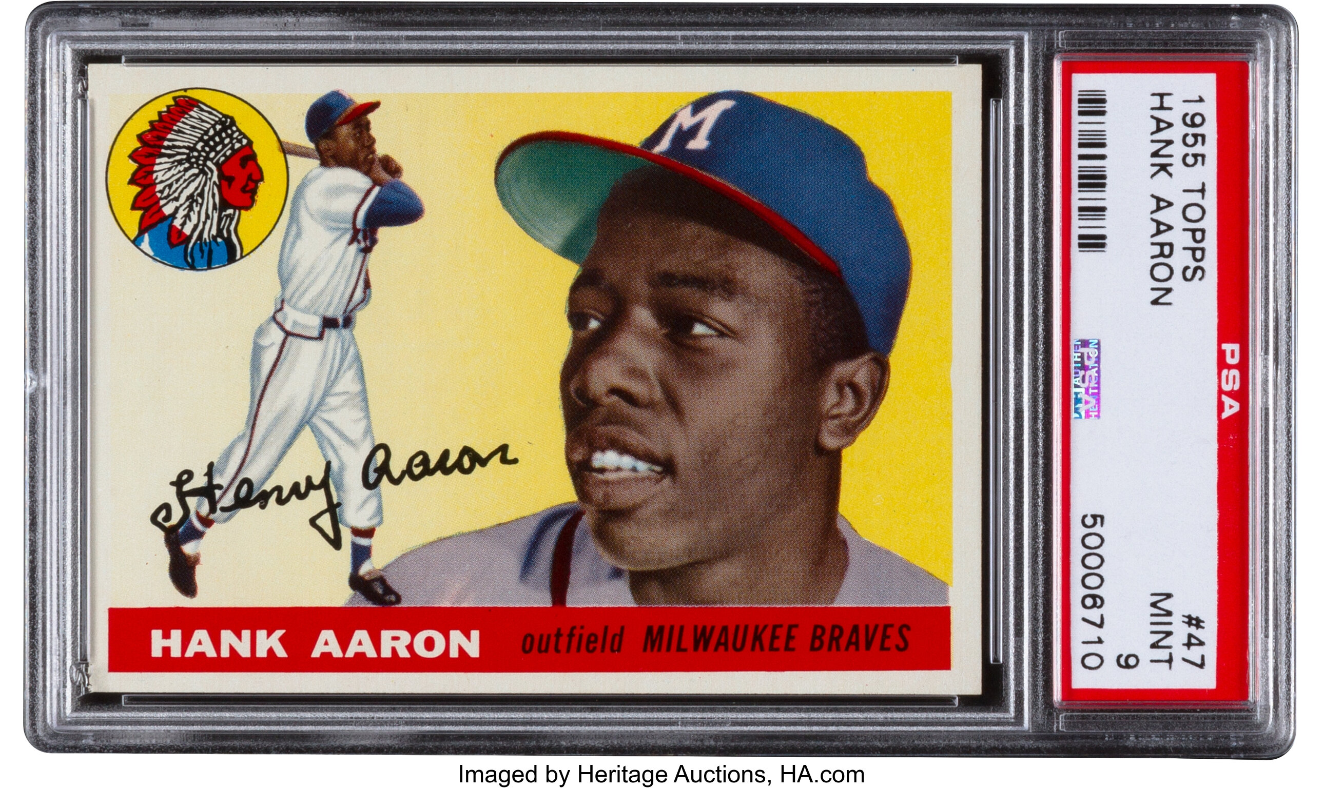 Lot - Hank Aaron 1955 Topps Card Number 47