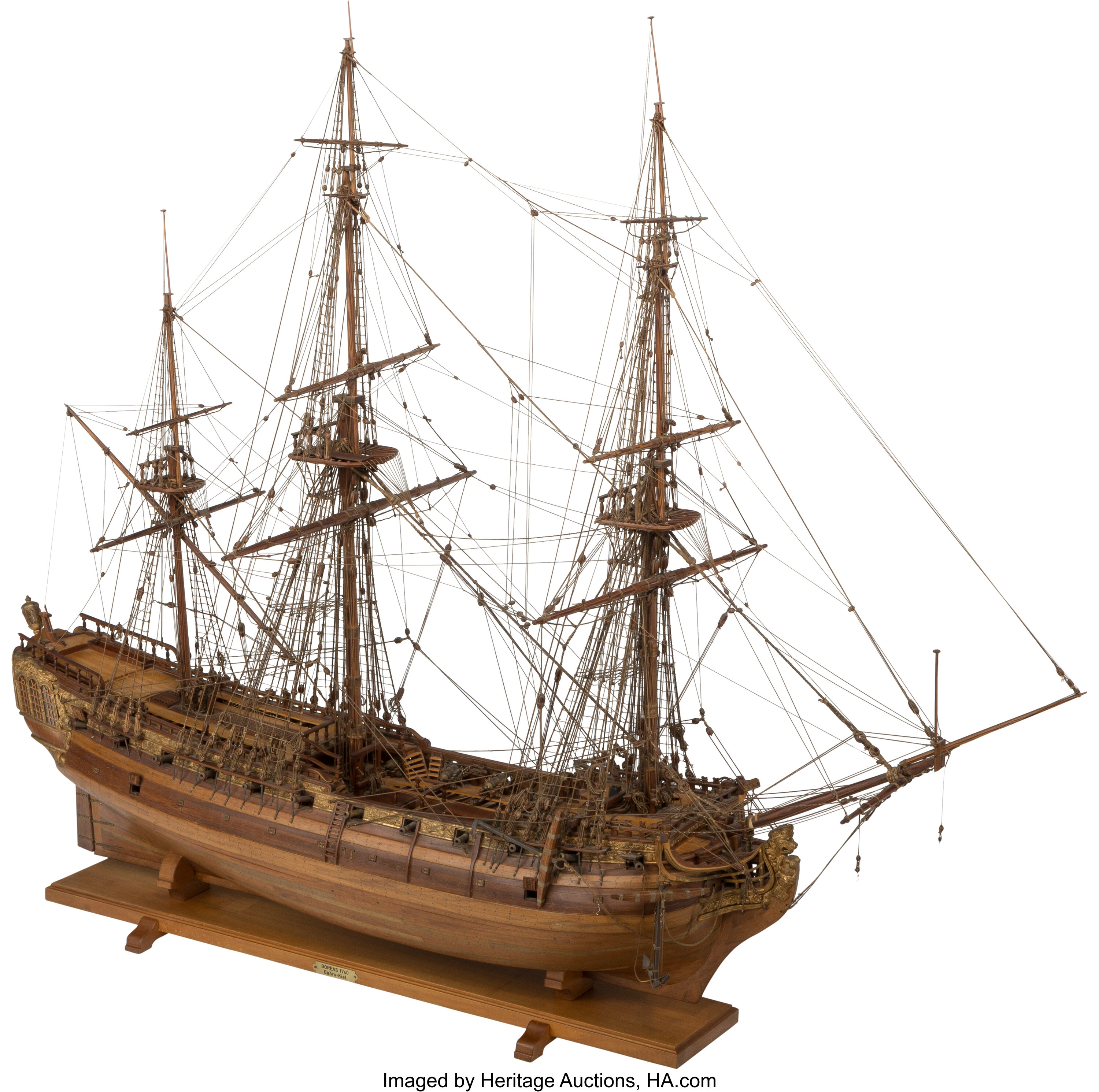 A Large Custom-Built Wooden Model of a Warship Frigate: Boreas 1740 ...